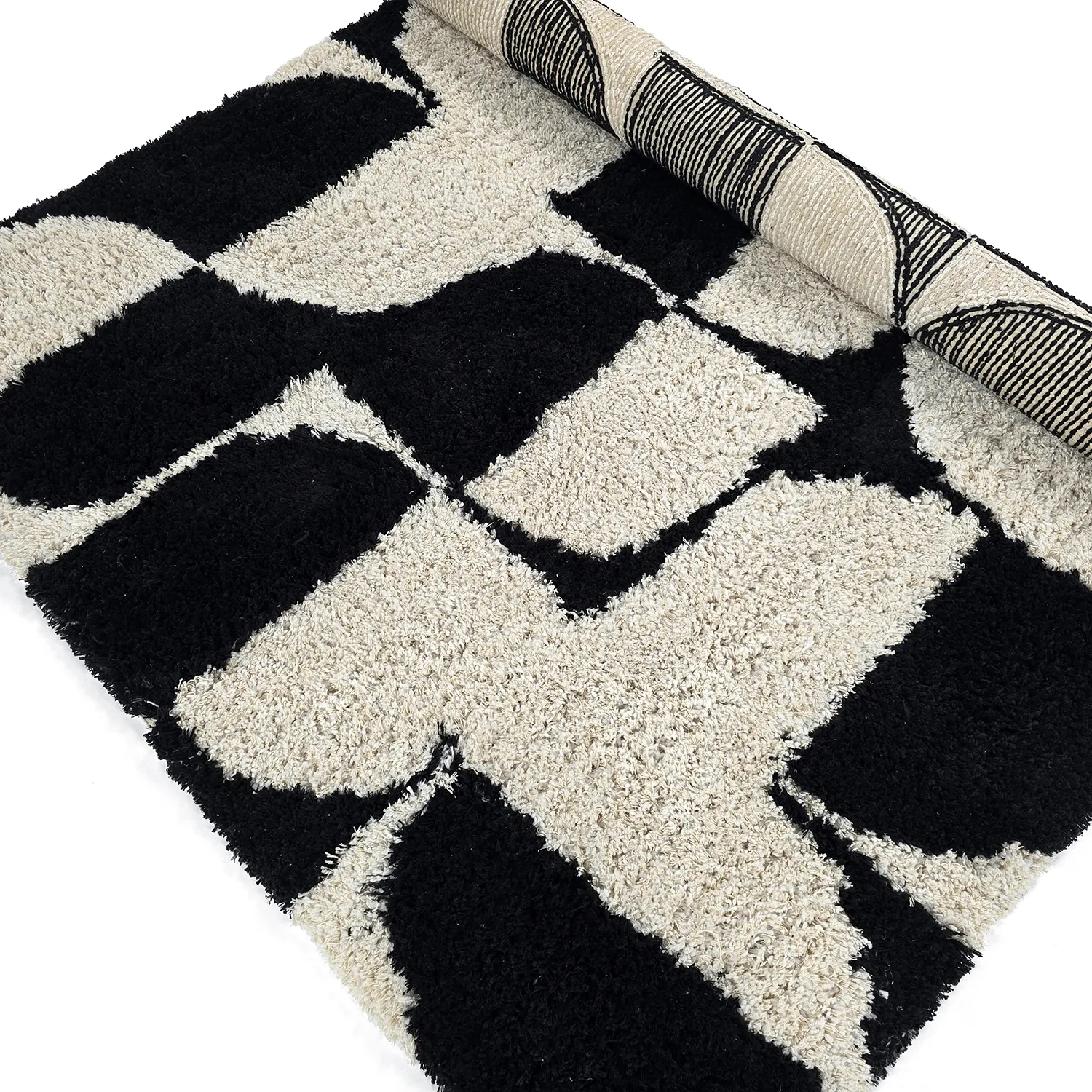 Ryamattor - Marvao Natural Cotton Shaggy (offwhite/svart)