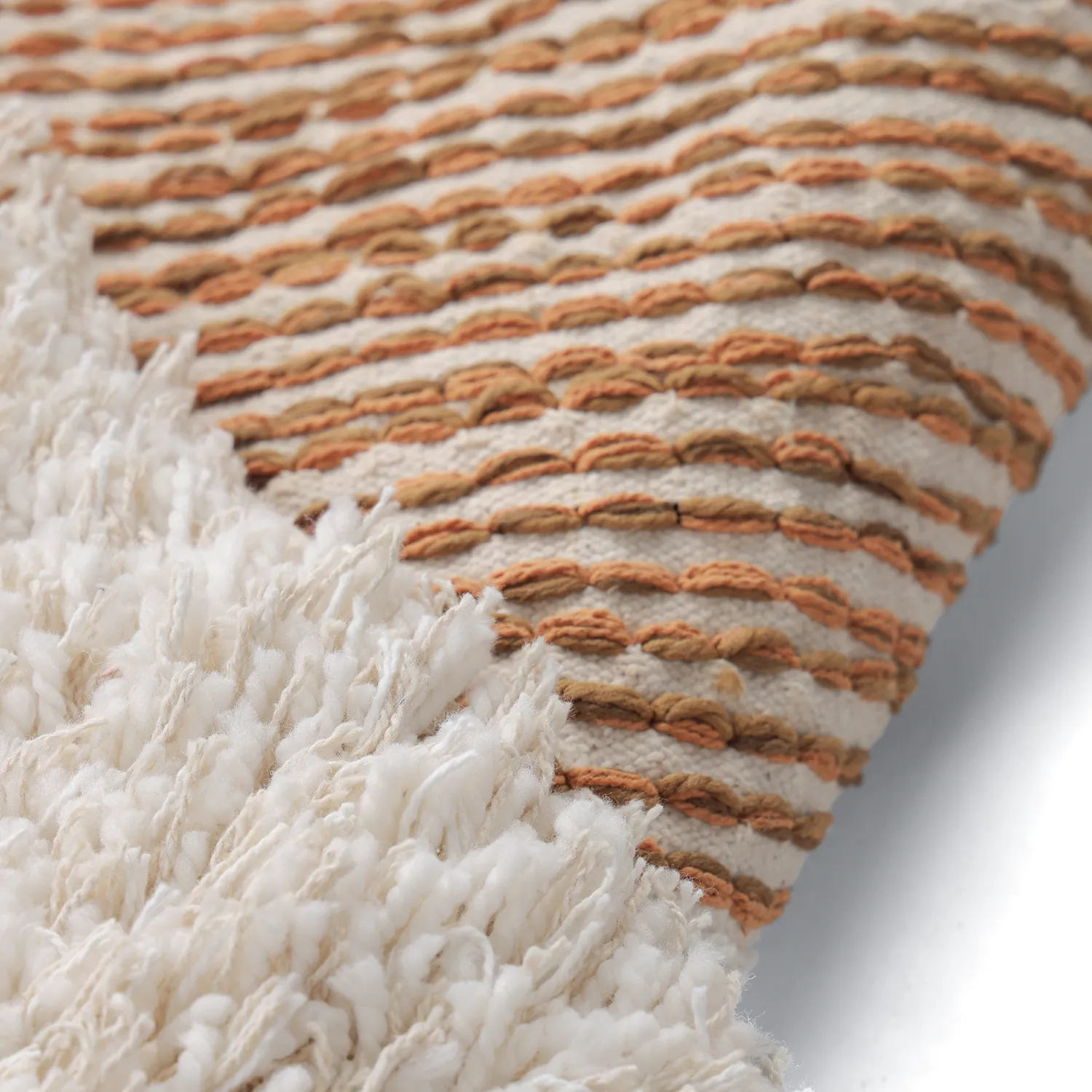 Ryamattor - Kalymnos Natural Cotton Shaggy (offwhite/ockra)
