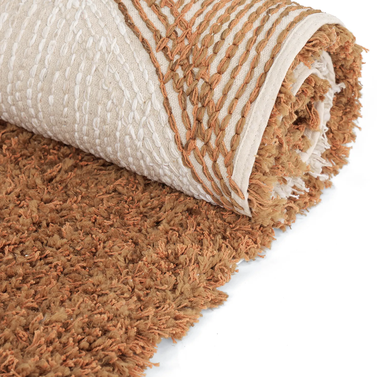Ryamattor - Kalymnos Natural Cotton Shaggy (offwhite/ockra)