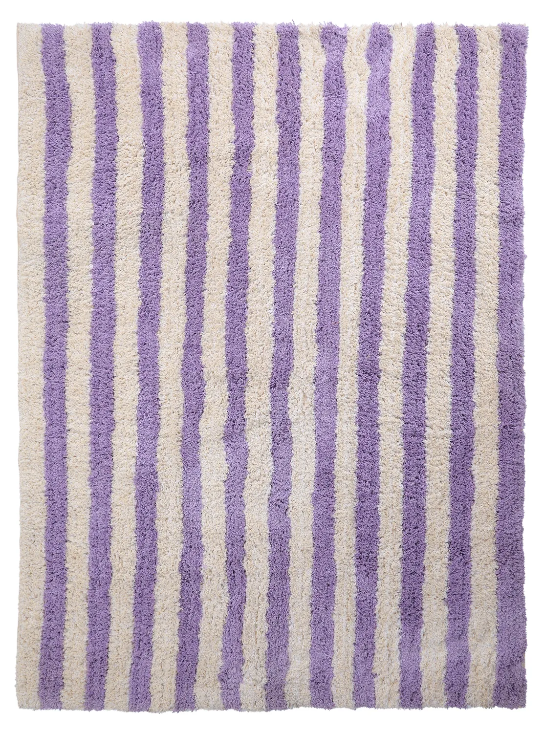 Koberce s dlhým vlasom - Thira Stripe Cotton Shaggy (krém/svetlofialová)