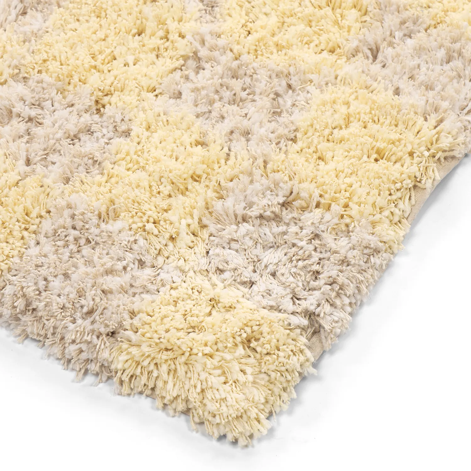 Ryamattor - Methoni Check Cotton Shaggy (creme/ljusgul)