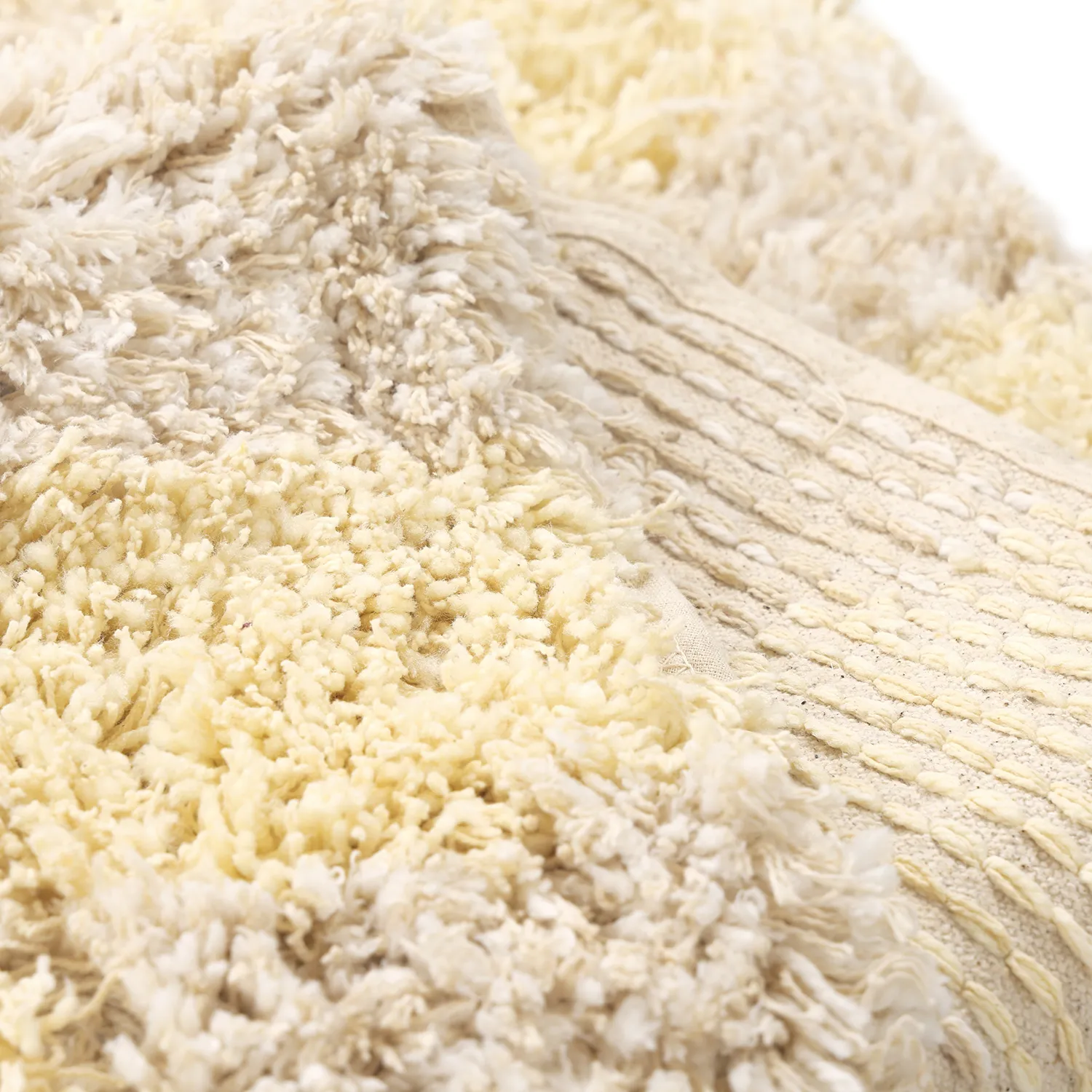 Ryamattor - Methoni Check Cotton Shaggy (creme/ljusgul)