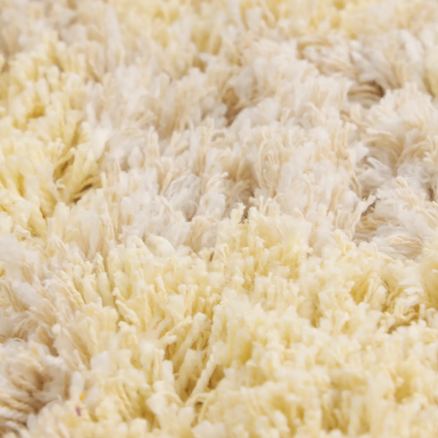 Ryamattor - Methoni Check Cotton Shaggy (creme/ljusgul)