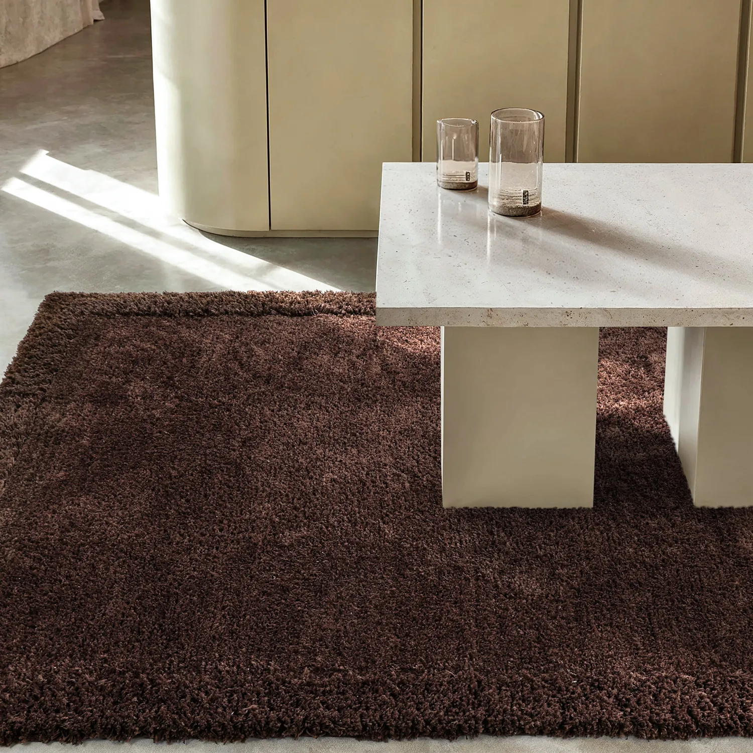 Ryamattor - Molyvos Natural Cotton Shaggy (brun)