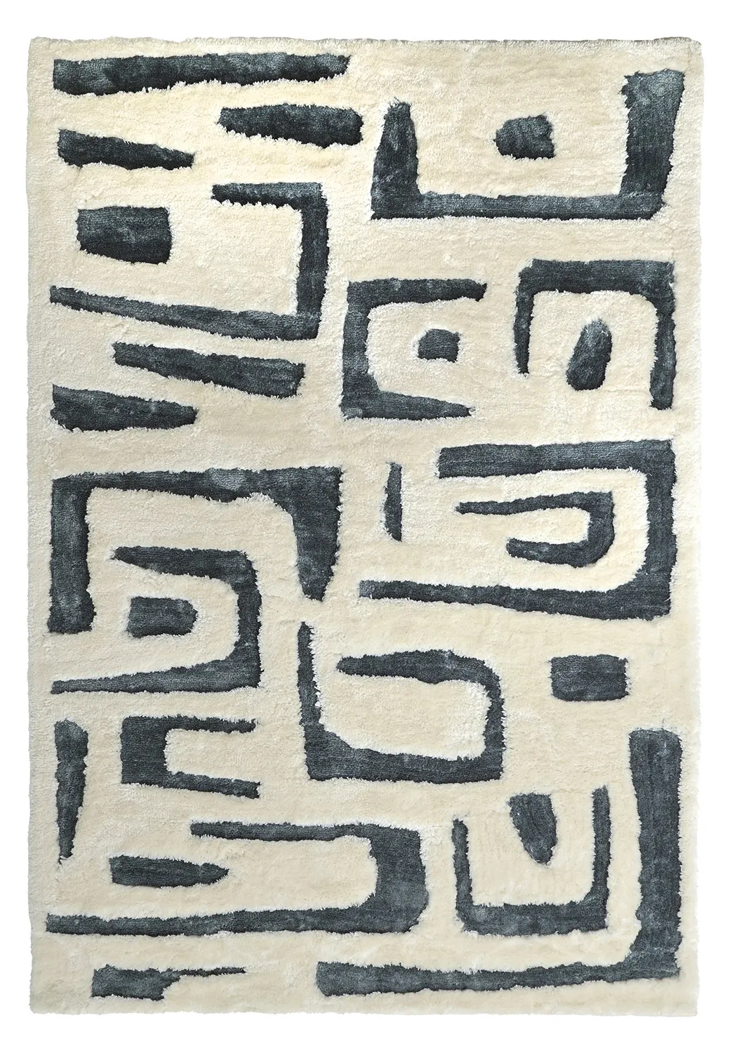 Koberce s dlhým vlasom - Palmyra (biela/námornícka modrá)