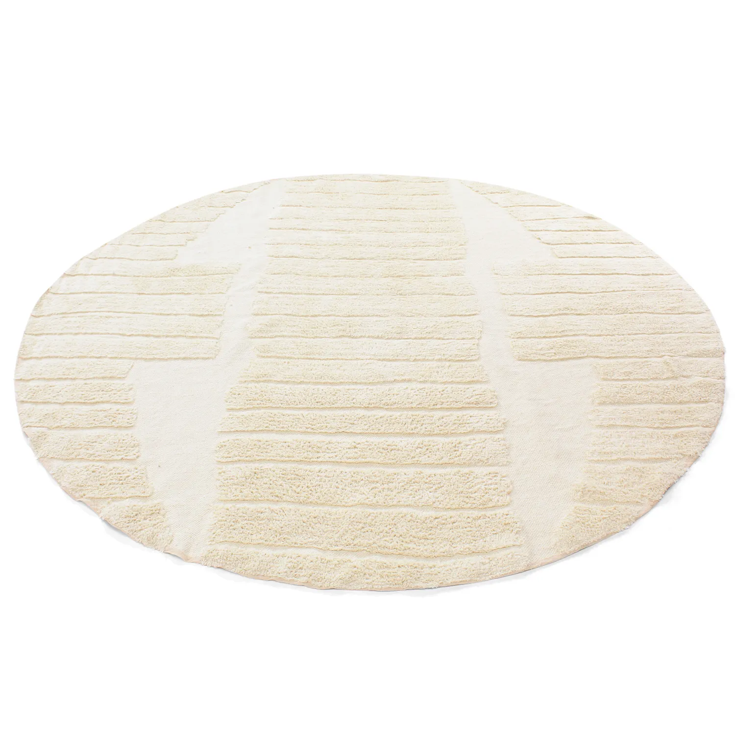Kolo koberce - Rani Natural Cotton Shaggy (béžová)
