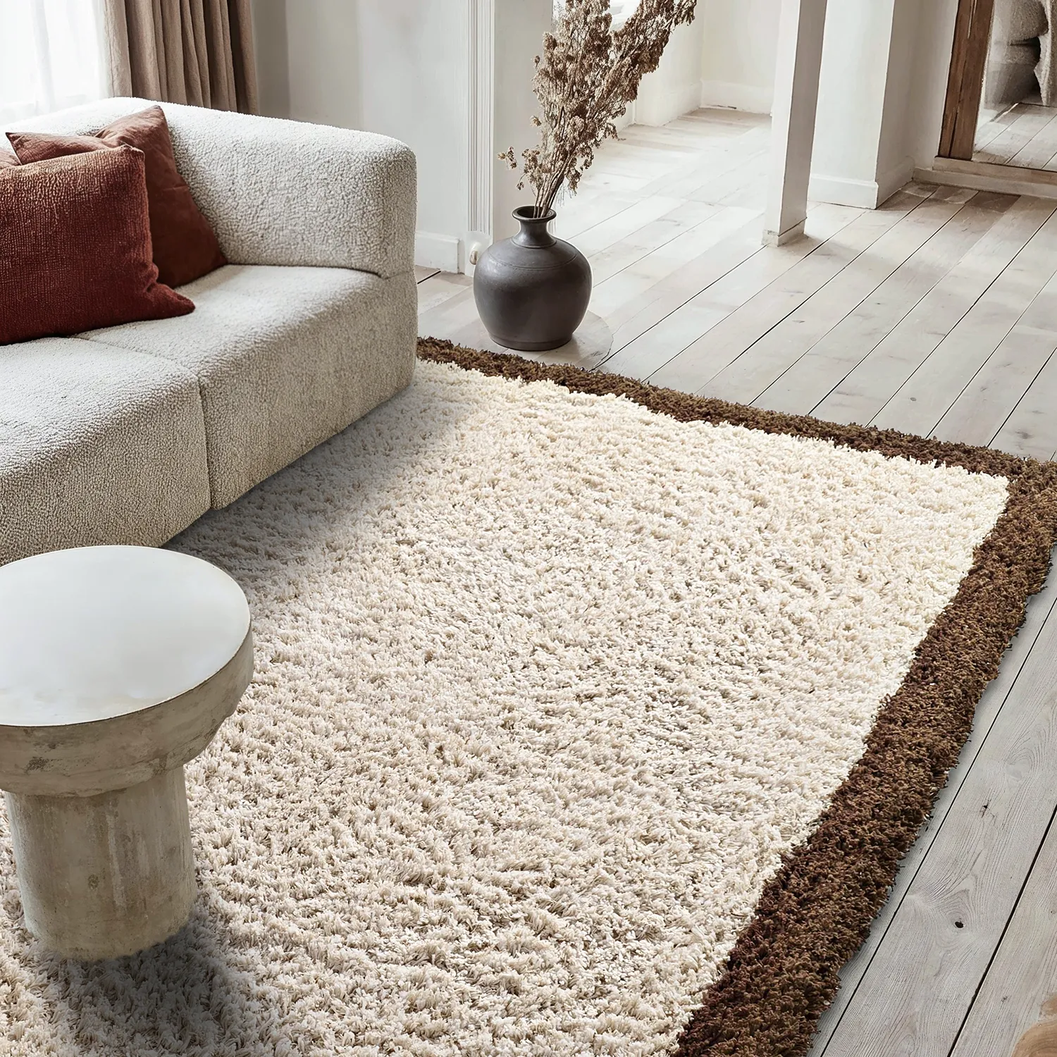 Ryamattor - Sagres Natural Cotton Shaggy (offwhite/brun)