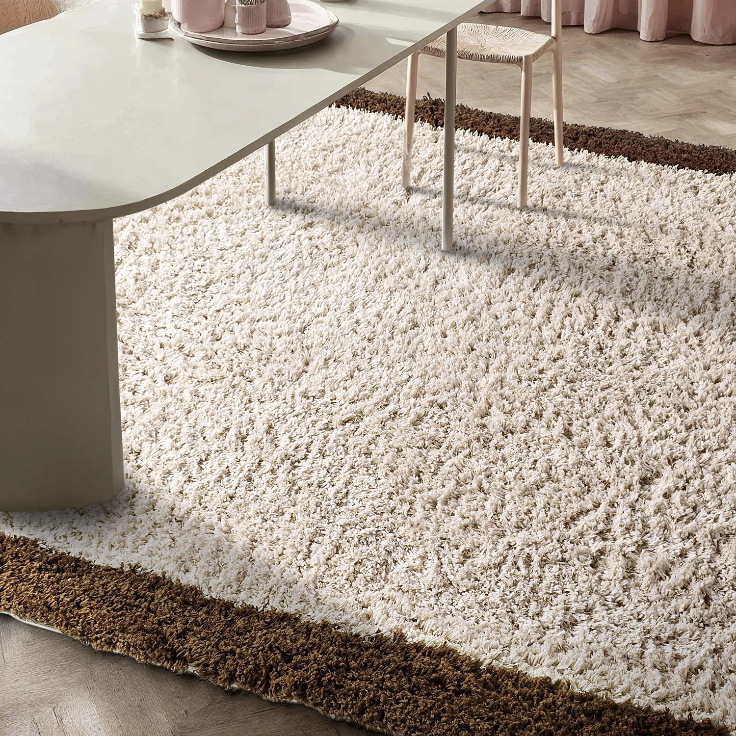 Ryamattor - Sagres Natural Cotton Shaggy (offwhite/brun)