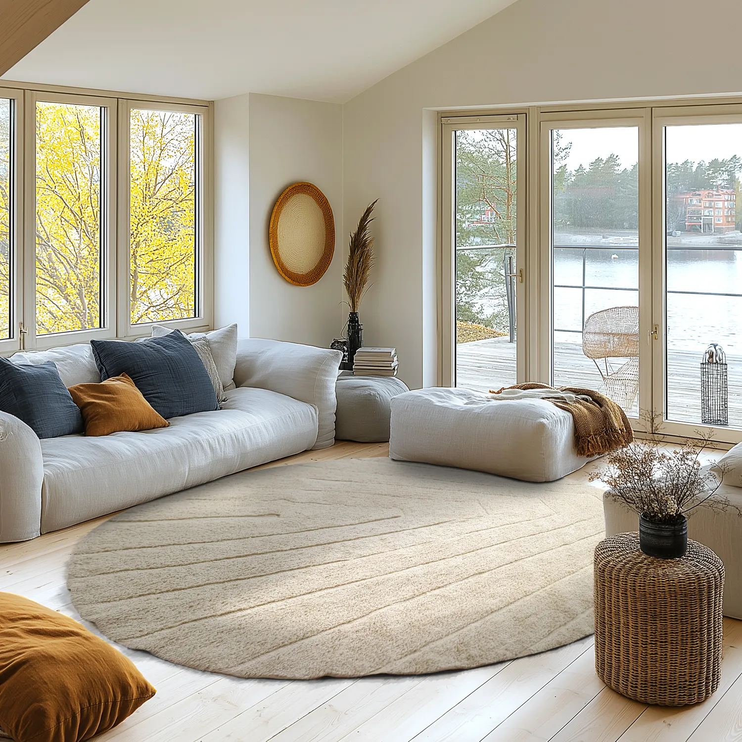 Kolo koberce - Sivia Natural Cotton Shaggy (bege)