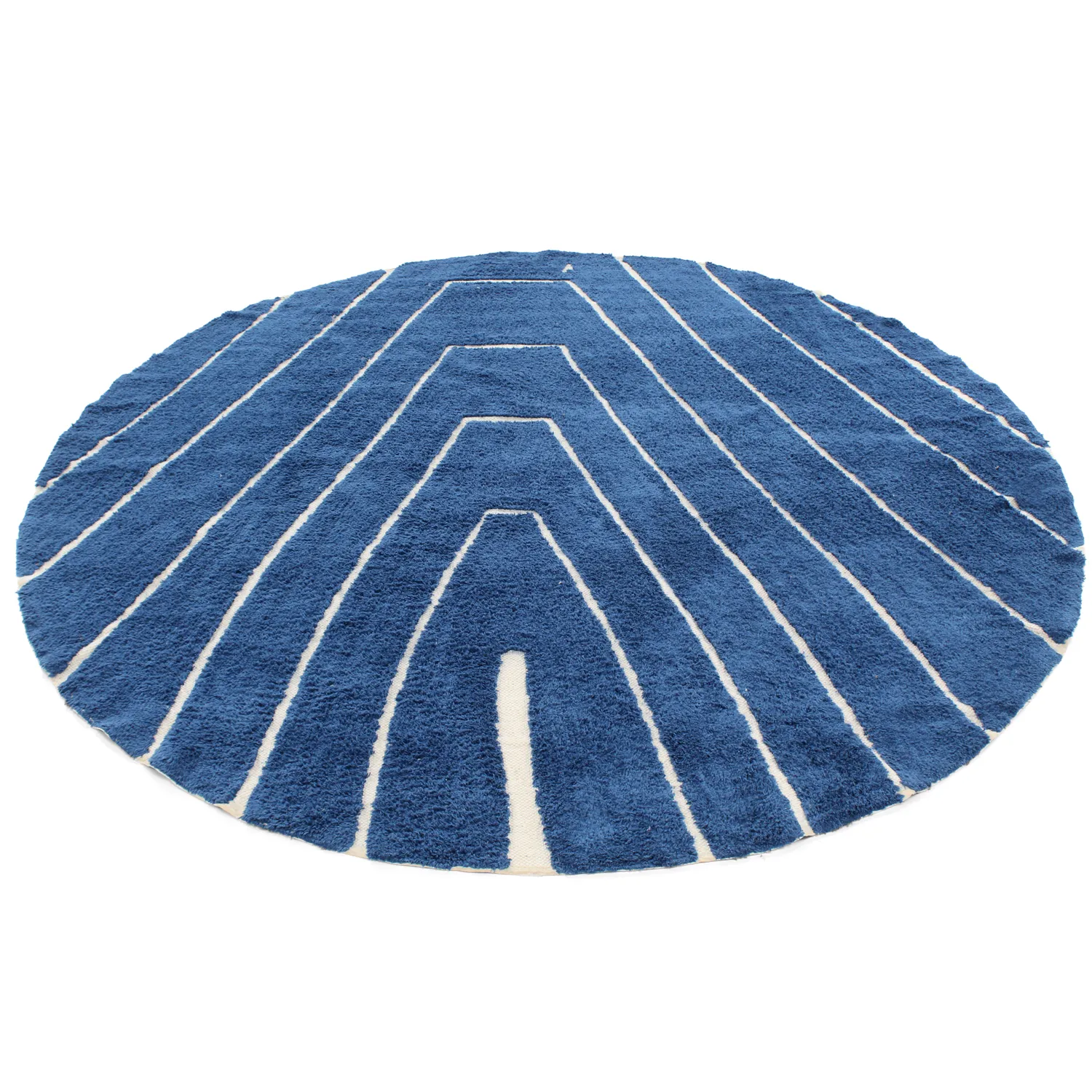 Kolo koberce - Sivia Natural Cotton Shaggy (modrá)