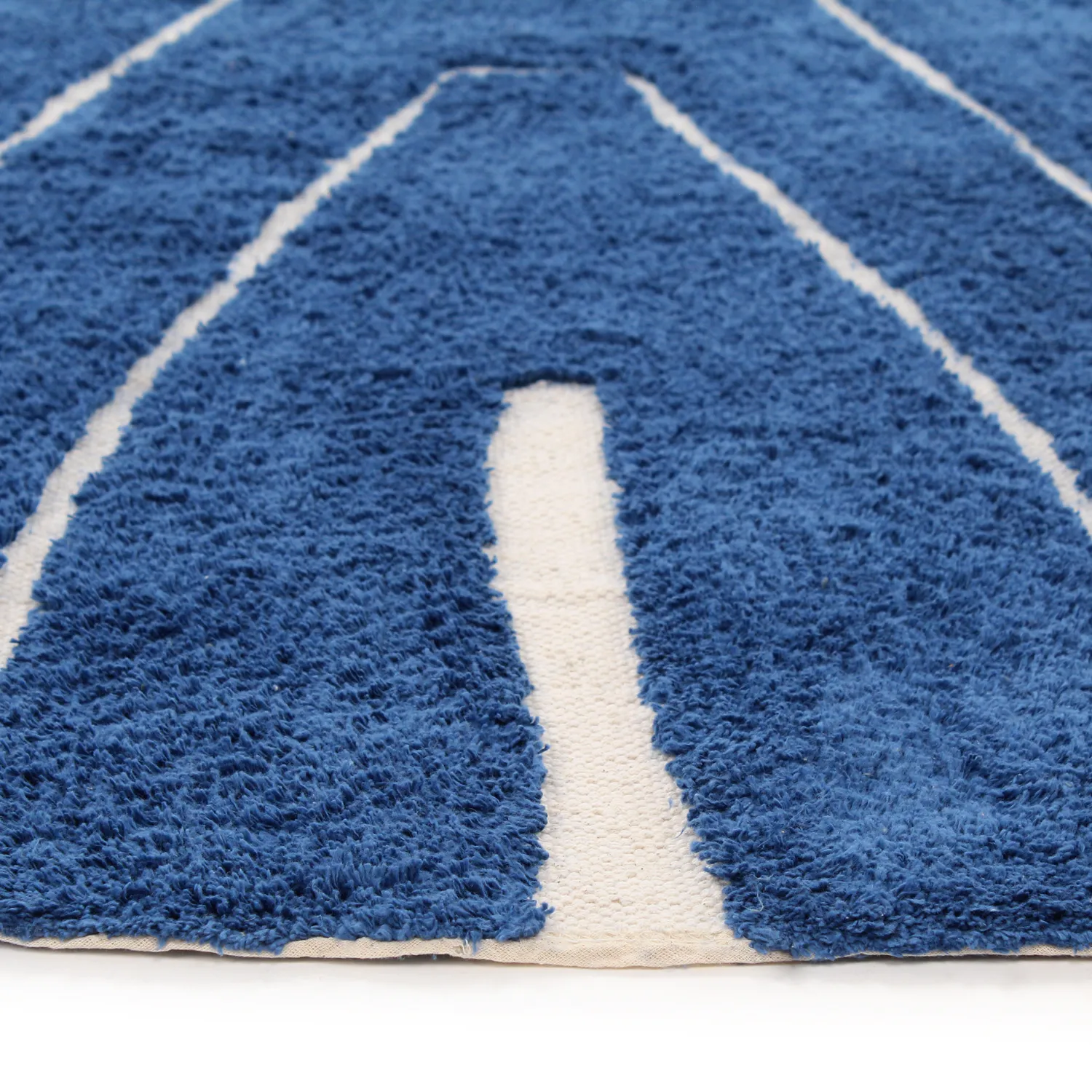 Kolo koberce - Sivia Natural Cotton Shaggy (modrá)