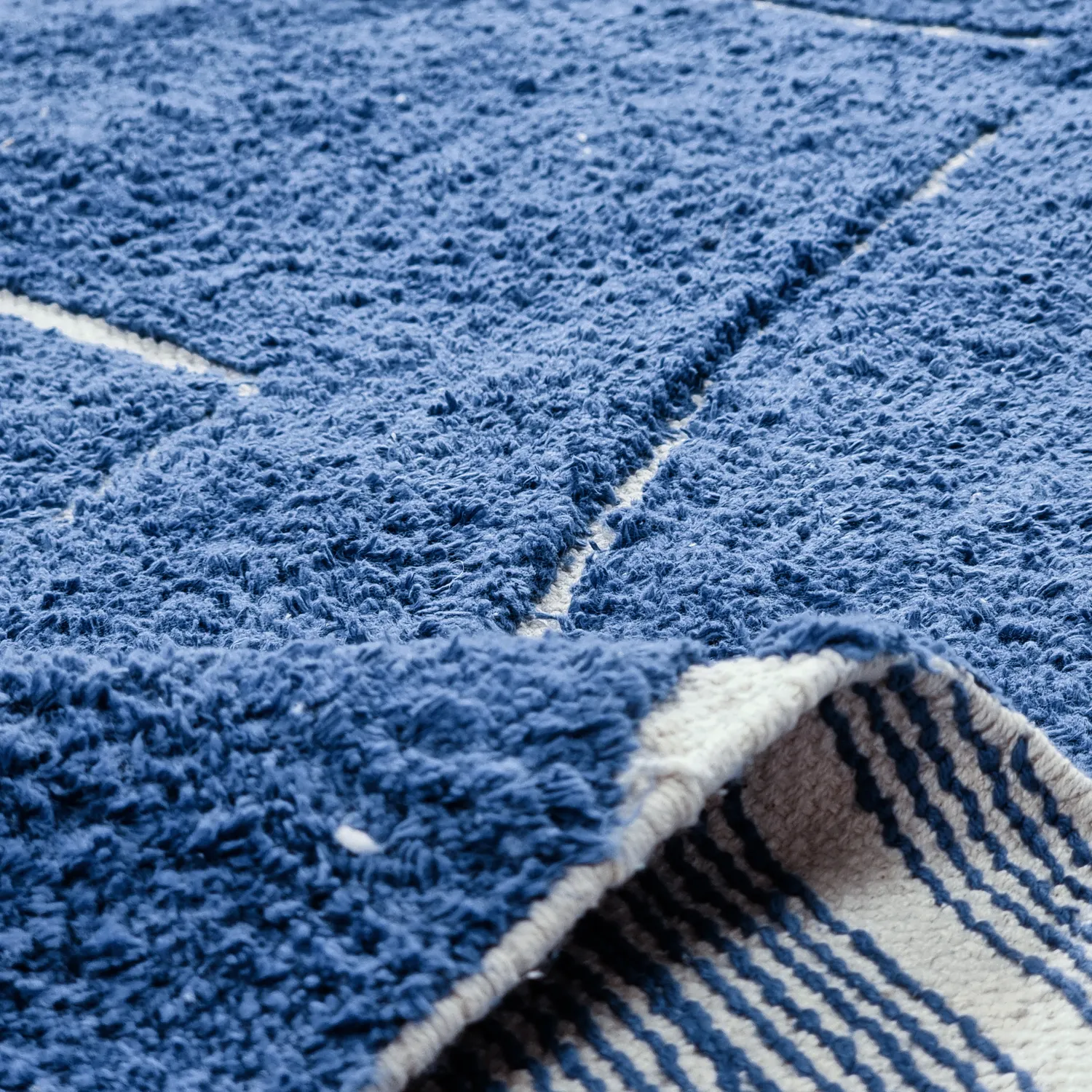 Kolo koberce - Sivia Natural Cotton Shaggy (modrá)