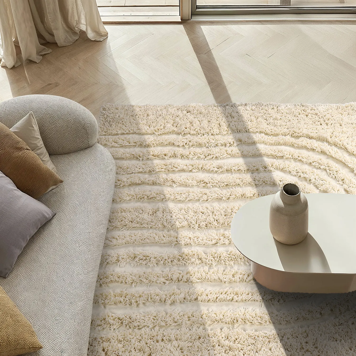 Ryamattor - Sivota Natural Cotton Shaggy (offwhite)