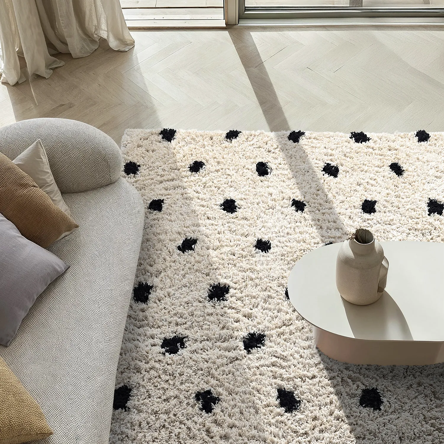 Ryamattor - Soria Natural Cotton Shaggy (offwhite/svart)