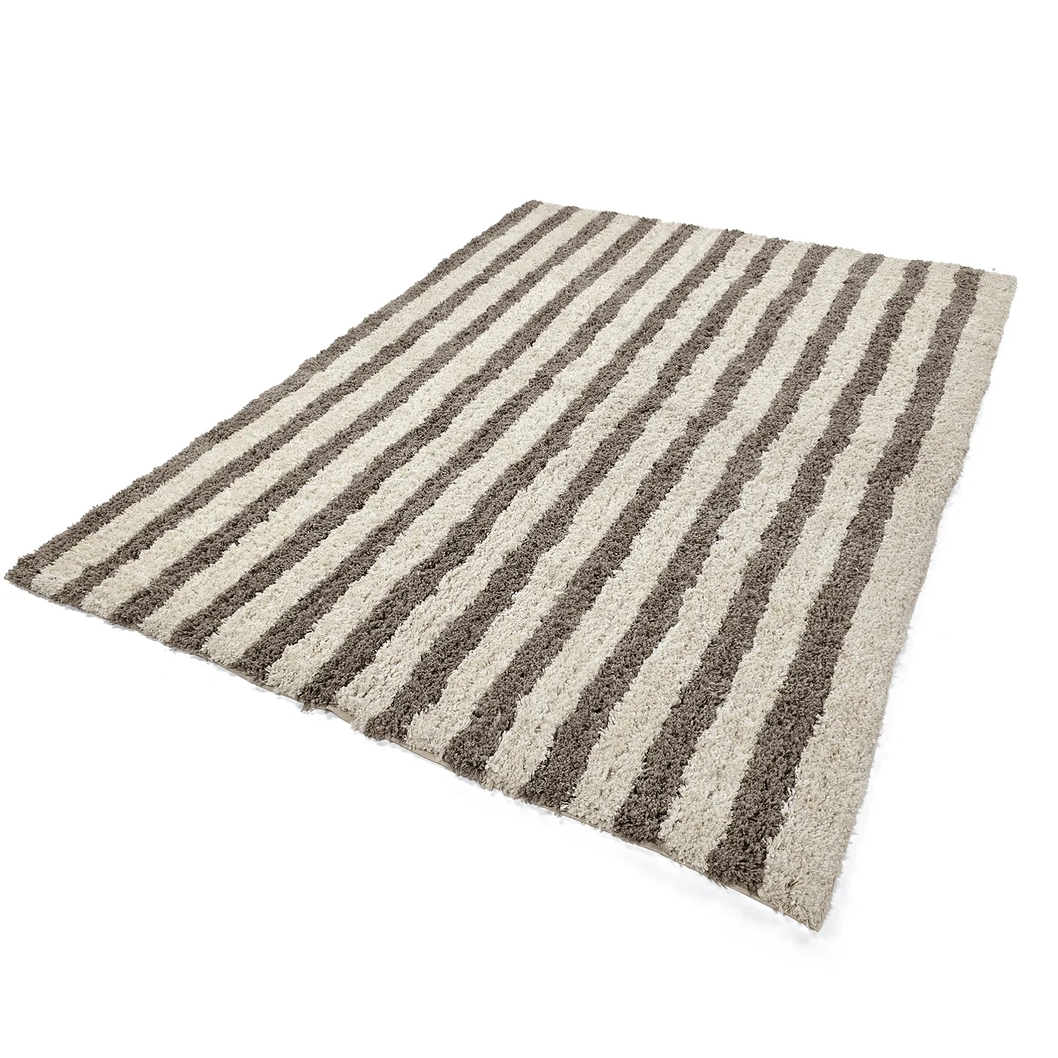 Ryamattor - Thira Stripe Cotton Shaggy (creme/taupe)