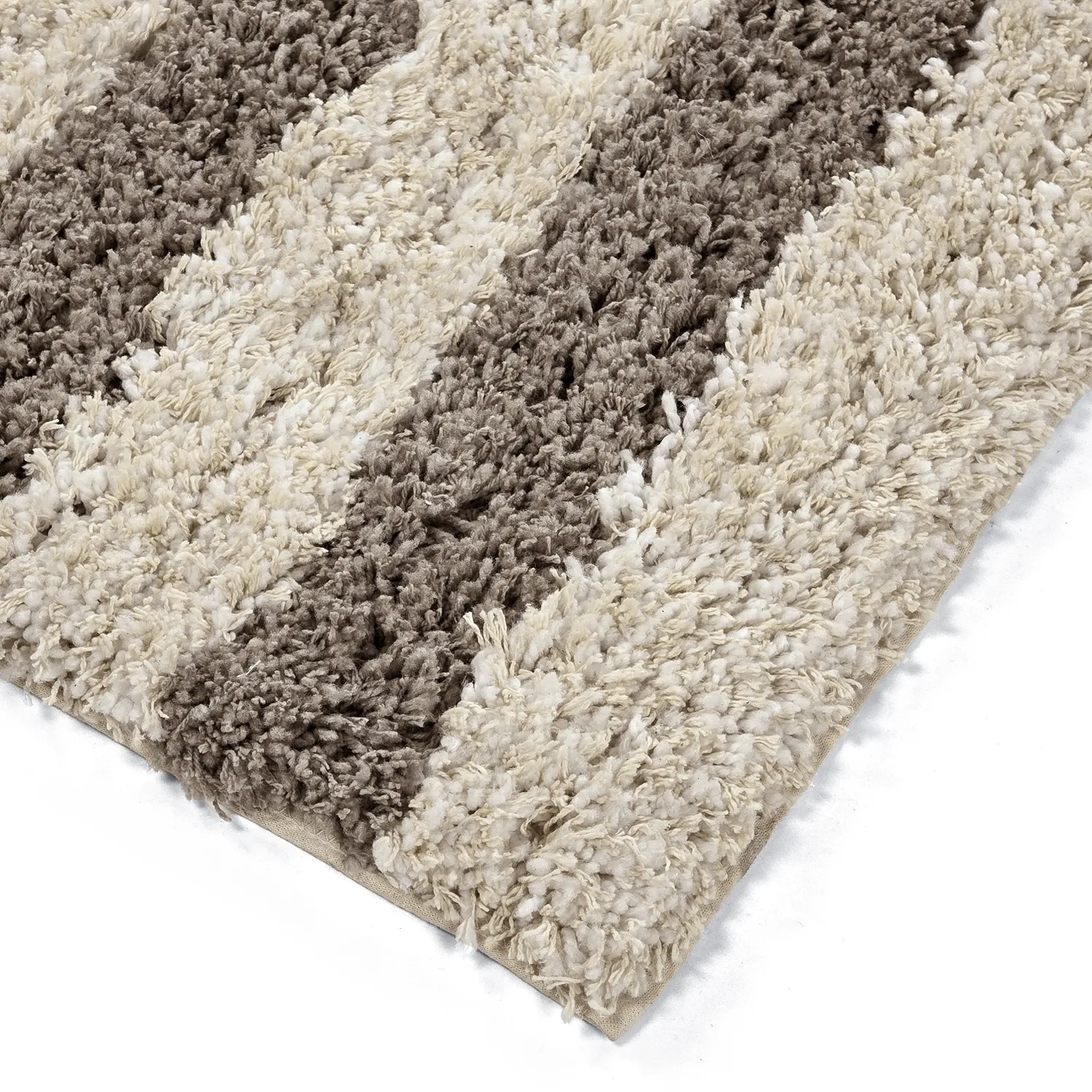 Ryamattor - Thira Stripe Cotton Shaggy (creme/taupe)