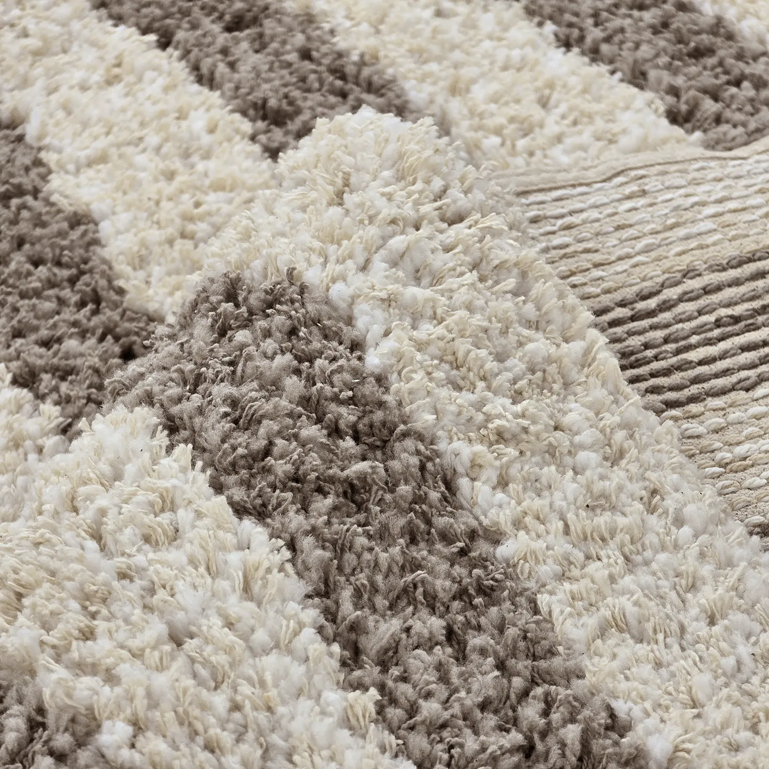 Ryamattor - Thira Stripe Cotton Shaggy (creme/taupe)