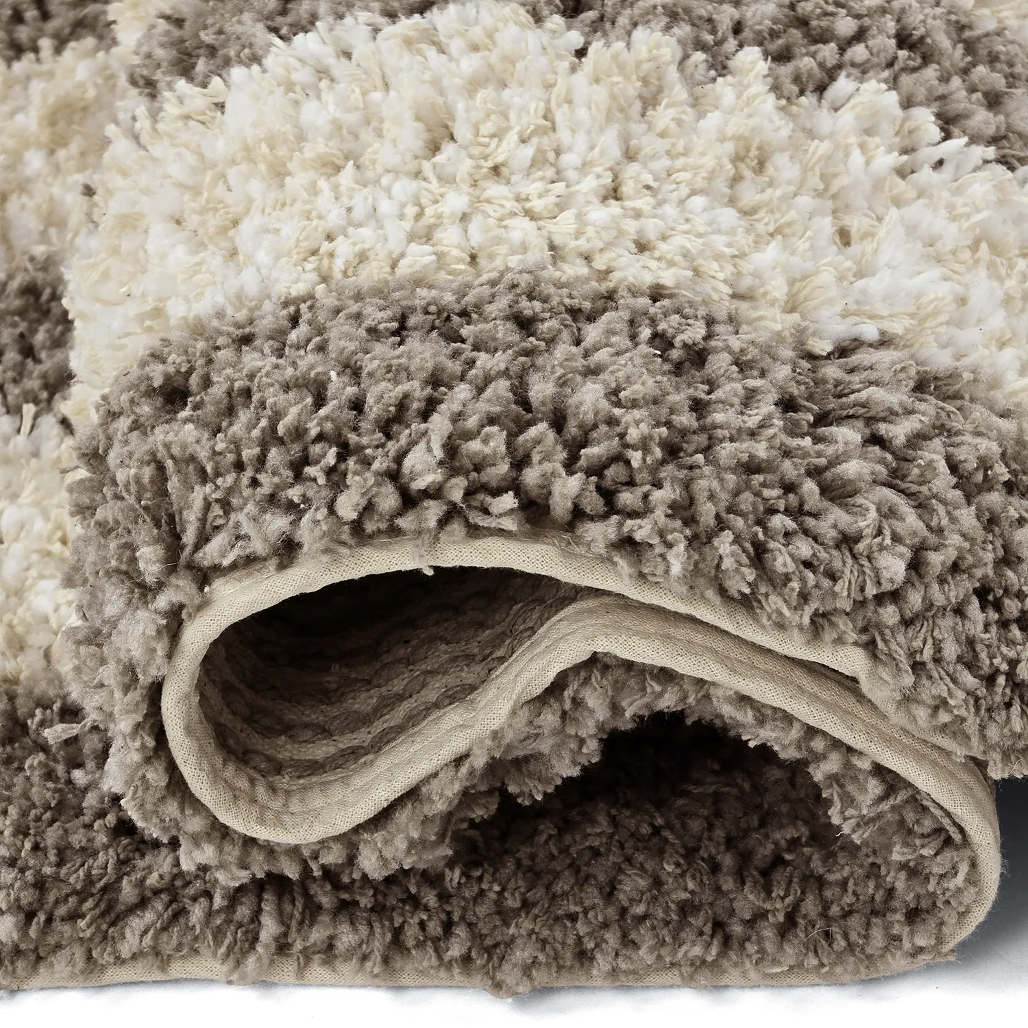 Ryamattor - Thira Stripe Cotton Shaggy (creme/taupe)