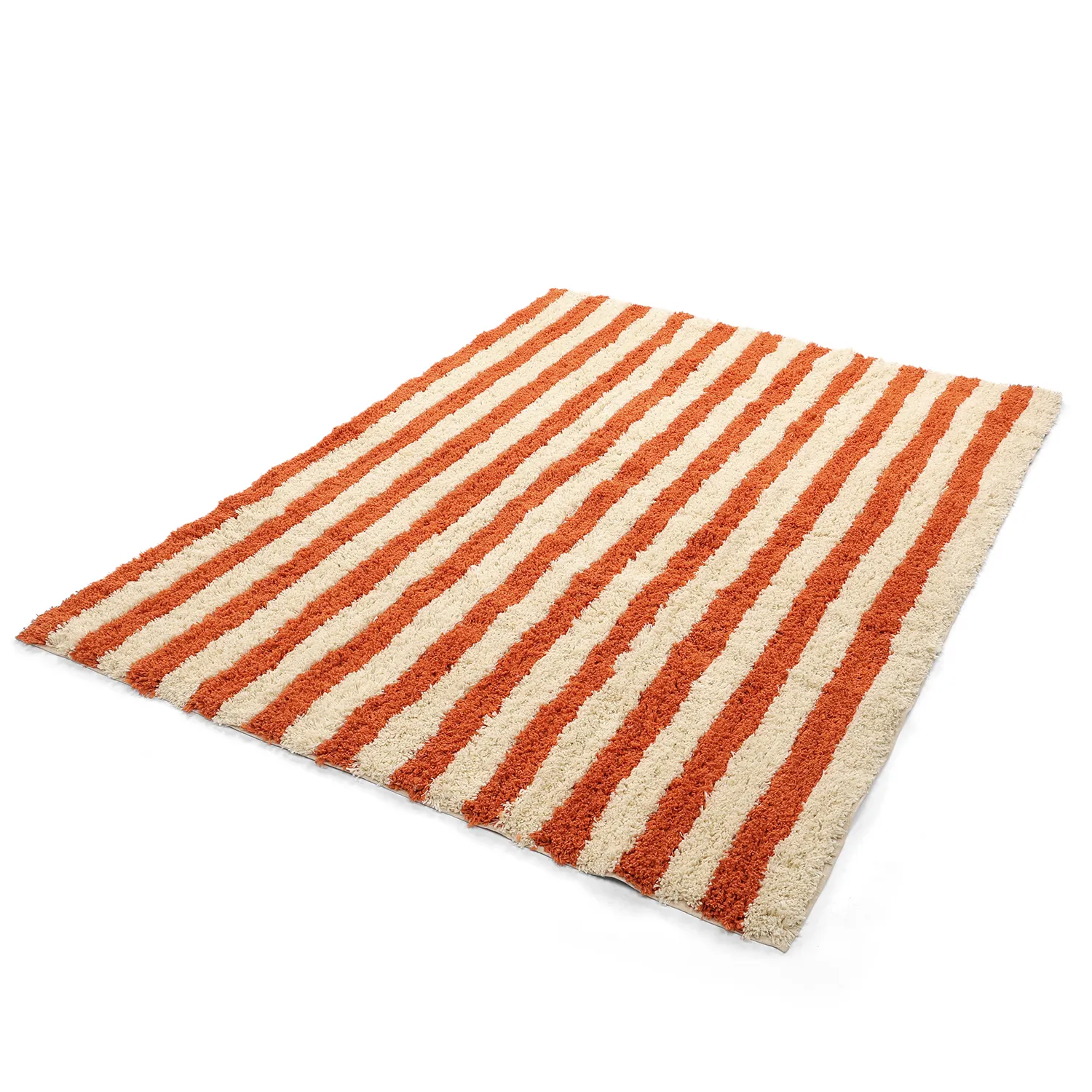 Ryamattor - Thira Stripe Cotton Shaggy (ljusgul/ljusorange)