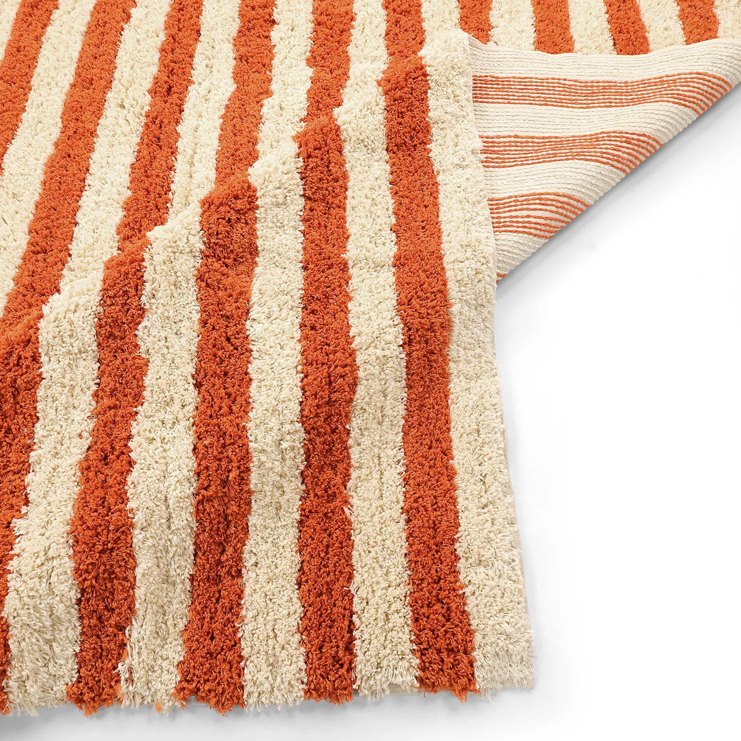 Ryamattor - Thira Stripe Cotton Shaggy (ljusgul/ljusorange)
