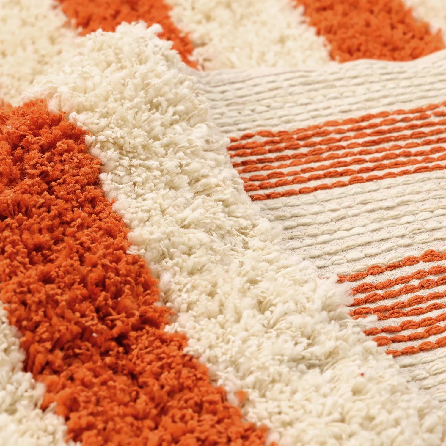 Ryamattor - Thira Stripe Cotton Shaggy (ljusgul/ljusorange)