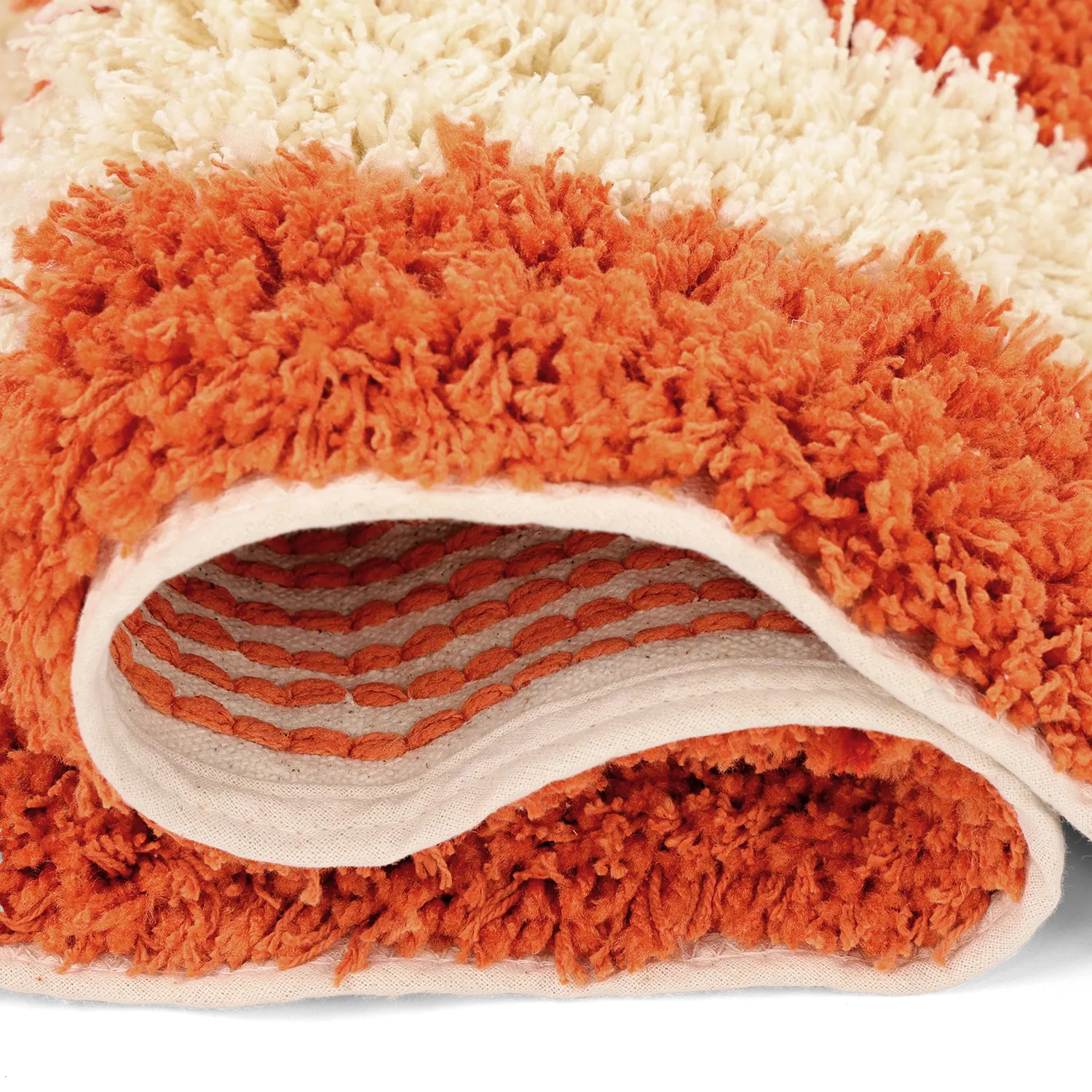 Ryamattor - Thira Stripe Cotton Shaggy (ljusgul/ljusorange)