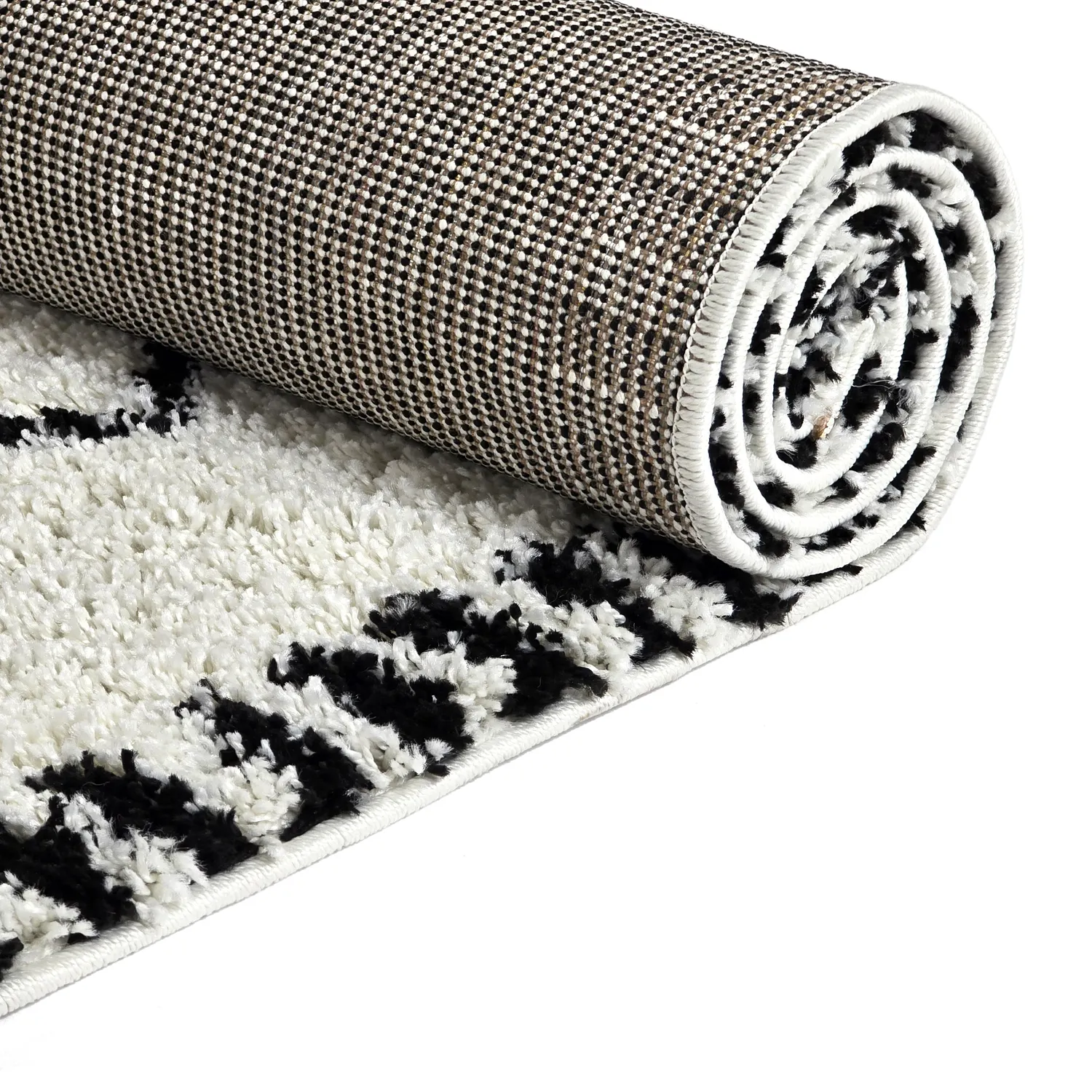 Koberce s vlasom - Tiznit (biela/čierna)