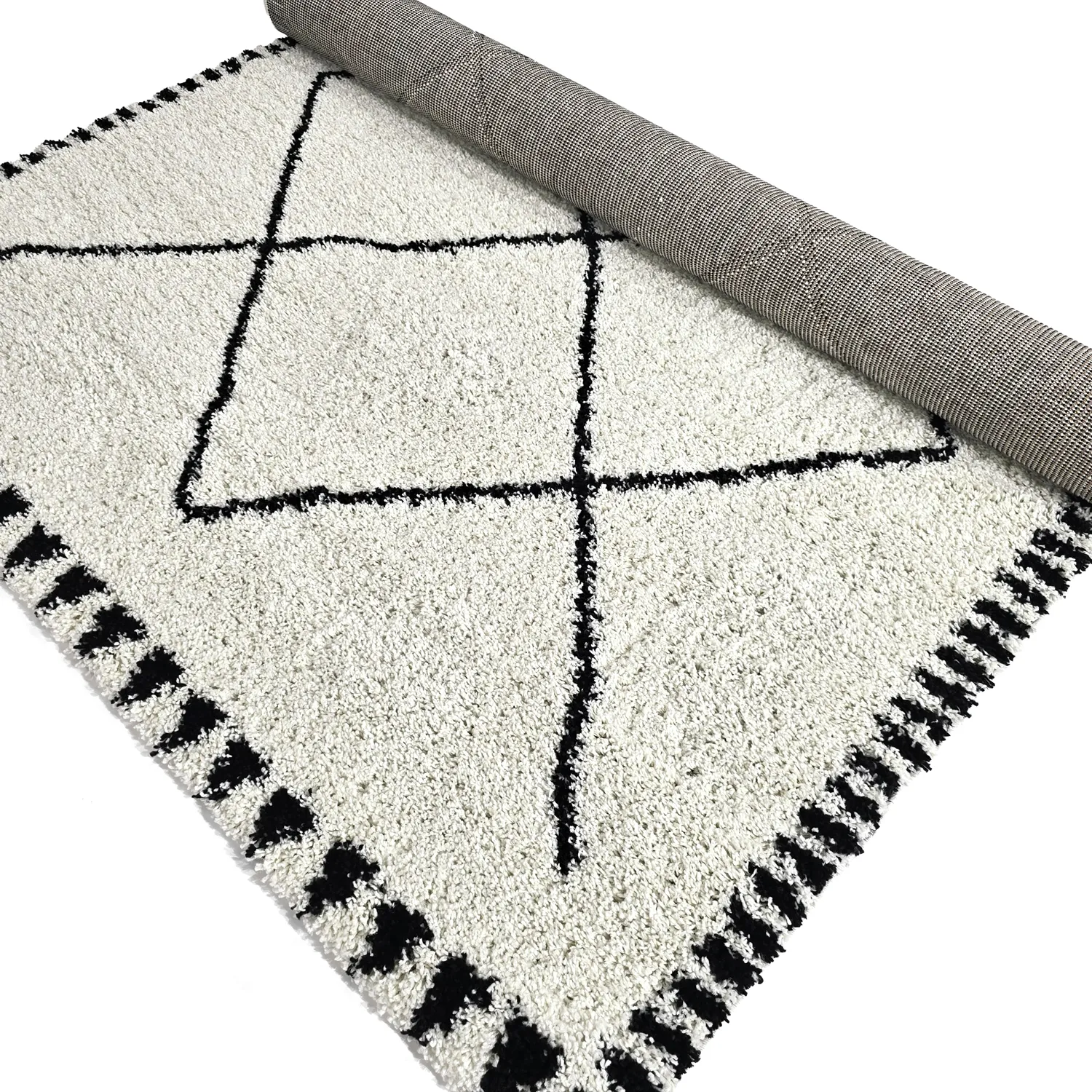 Koberce s vlasom - Tiznit (biela/čierna)