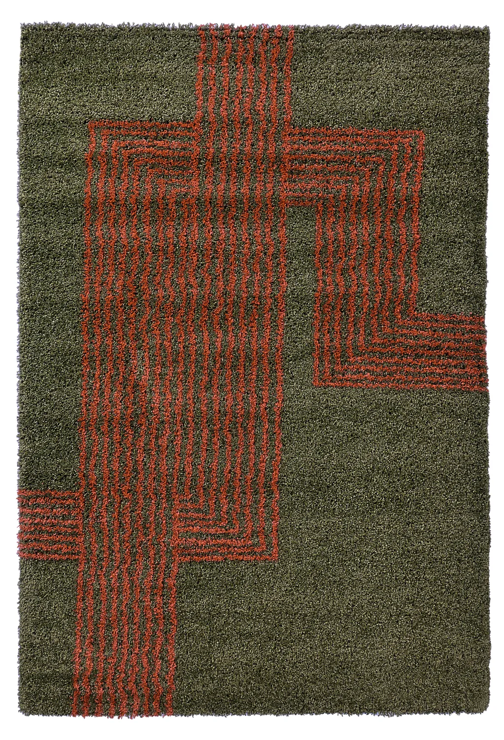 Koberce s vlasom - Zagora (zelená/oranžová)