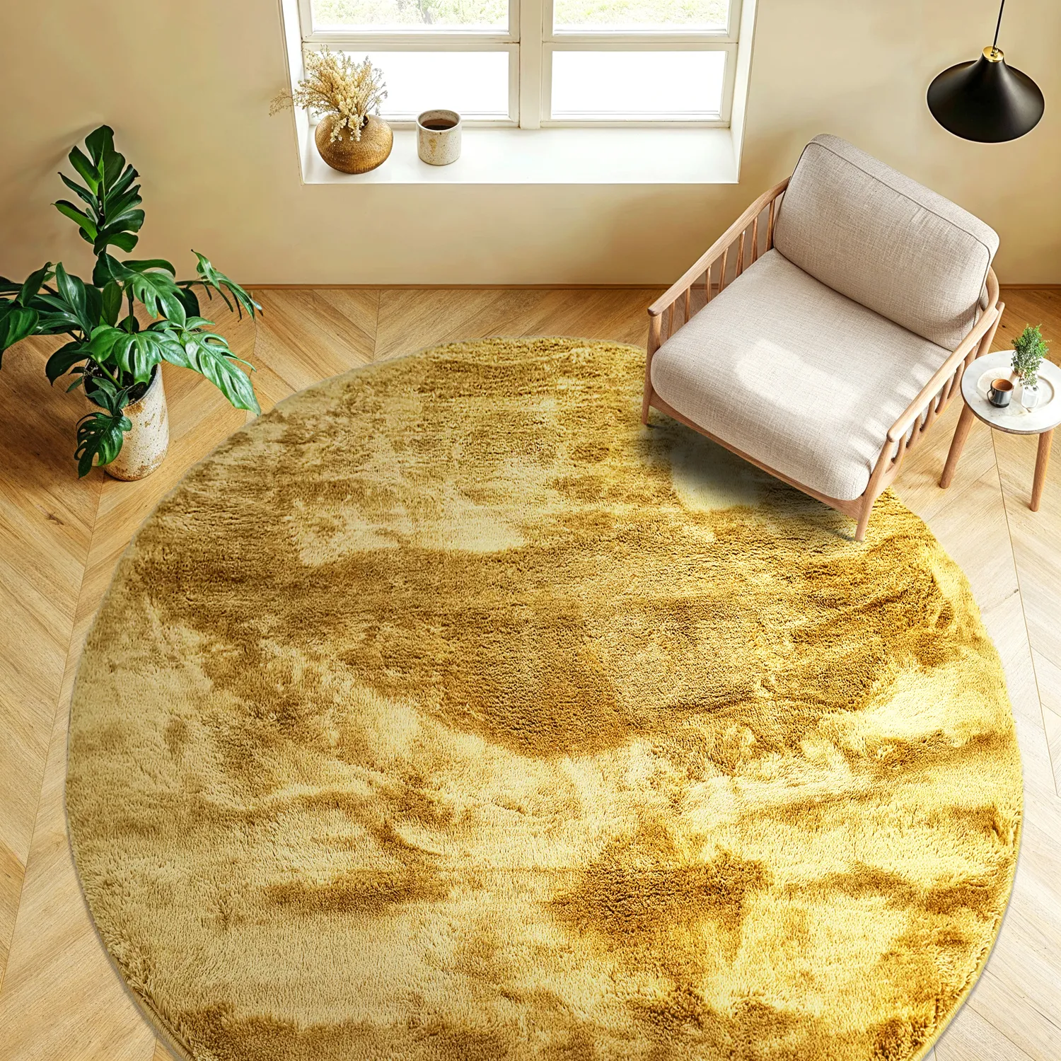 Koberce okrúhle - Aranga Super Soft Fur (okrová)