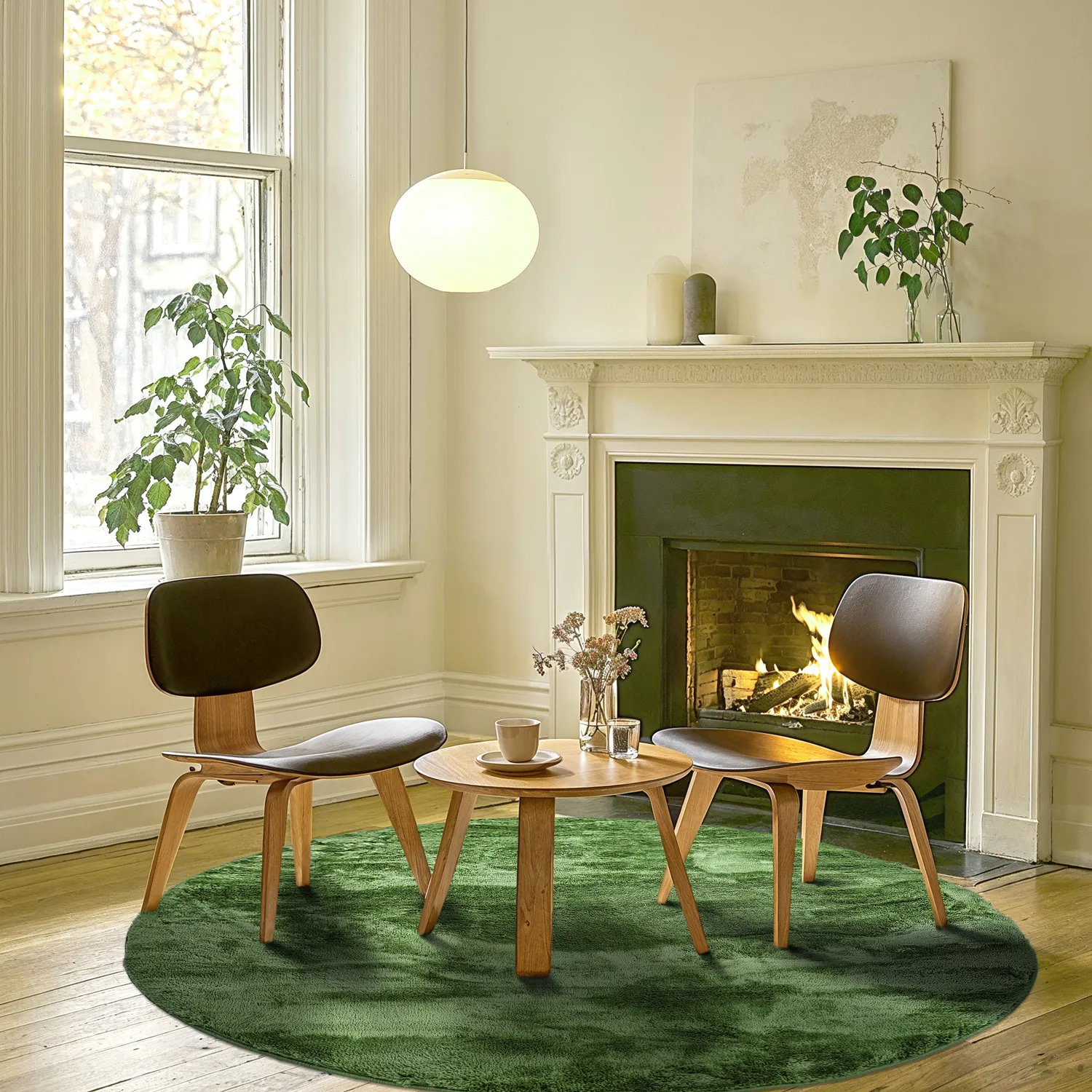 Kruhové koberce - Aranga Super Soft Fur (olivová)