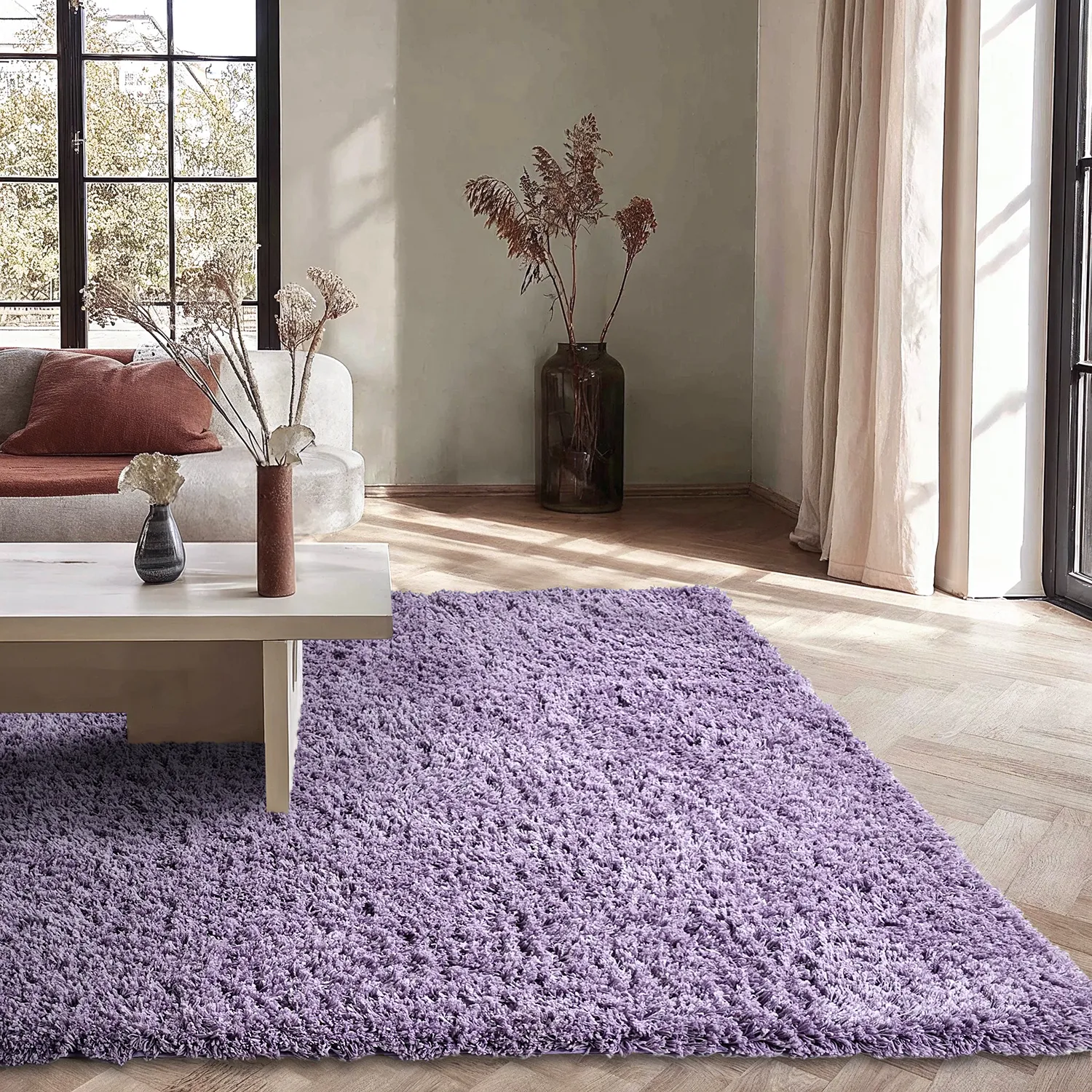 Ryamattor - Combarro Solid Cotton Shaggy (ljuslila)