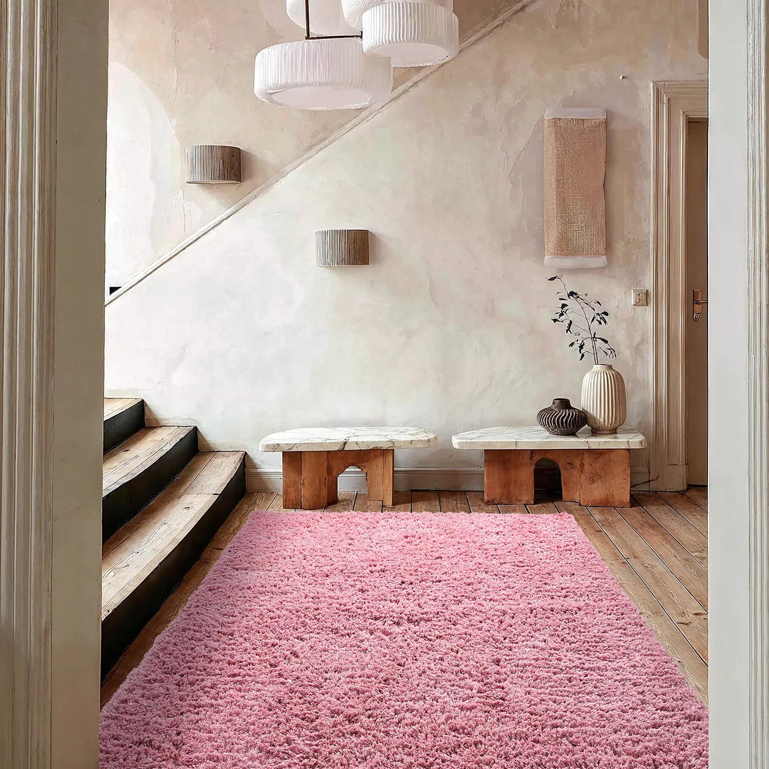 Ryamattor - Combarro Solid Cotton Shaggy (ljusrosa)