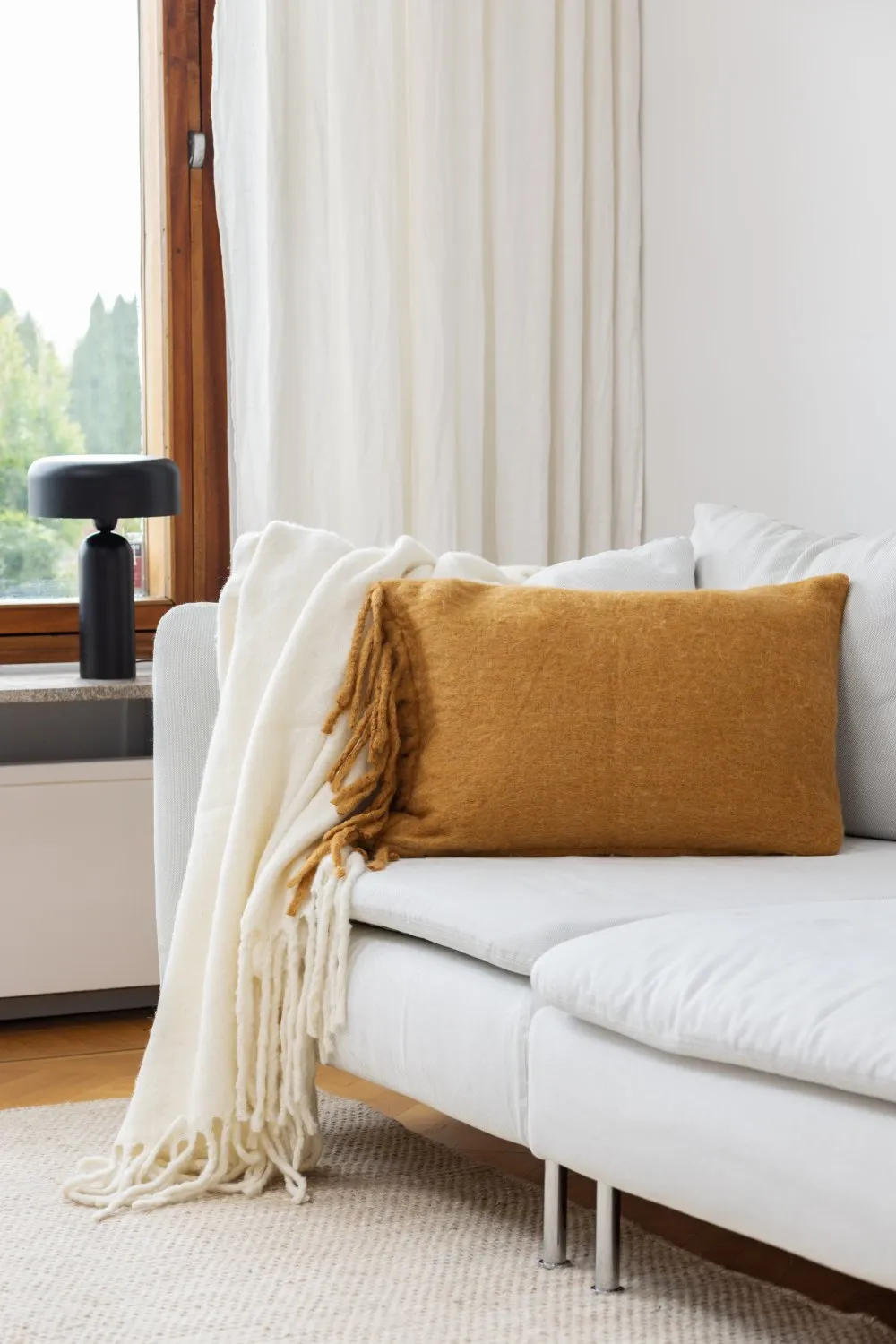 Puzdro na vankúš z vlnenej zmesi - Samantha (žltá)