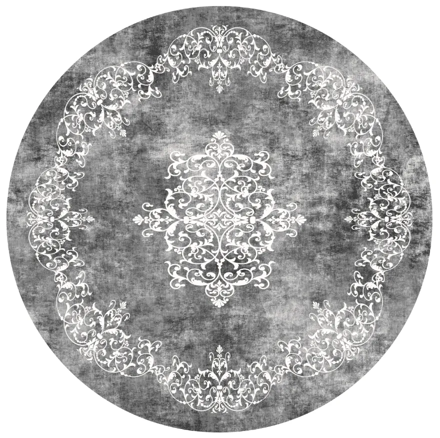 Kruhový koberec - Santi (tmavošedá/biela)