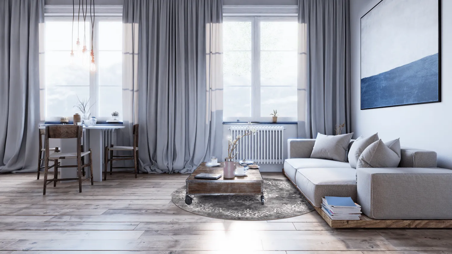 Kruhový koberec - Santi (tmavošedá/biela)