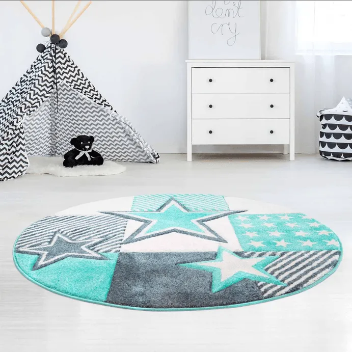 Detská rohož - Bueno Night Stars Rund (tyrkysová)