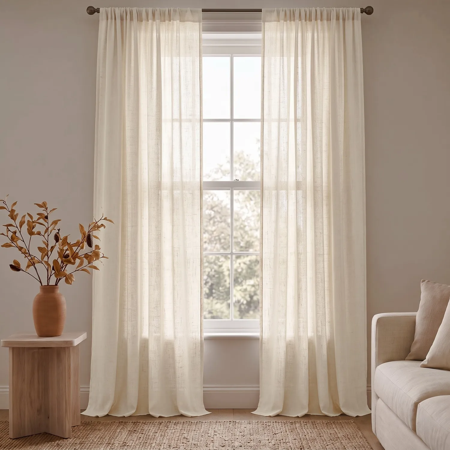 Gardiner 2-Pack - Bomullsgardin Selena (beige)