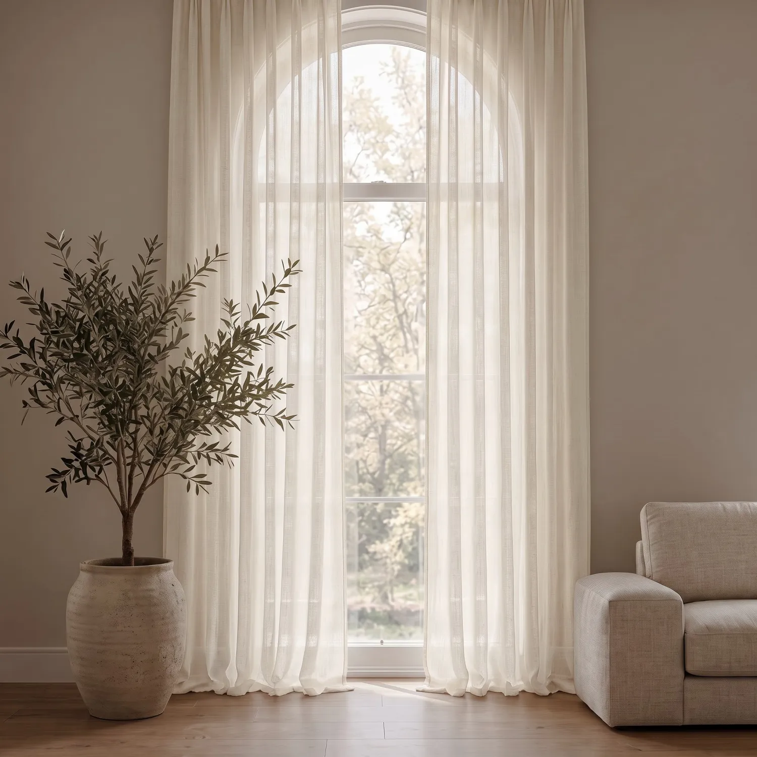 Gardiner 2-Pack - Bomullsgardin Selena (beige)