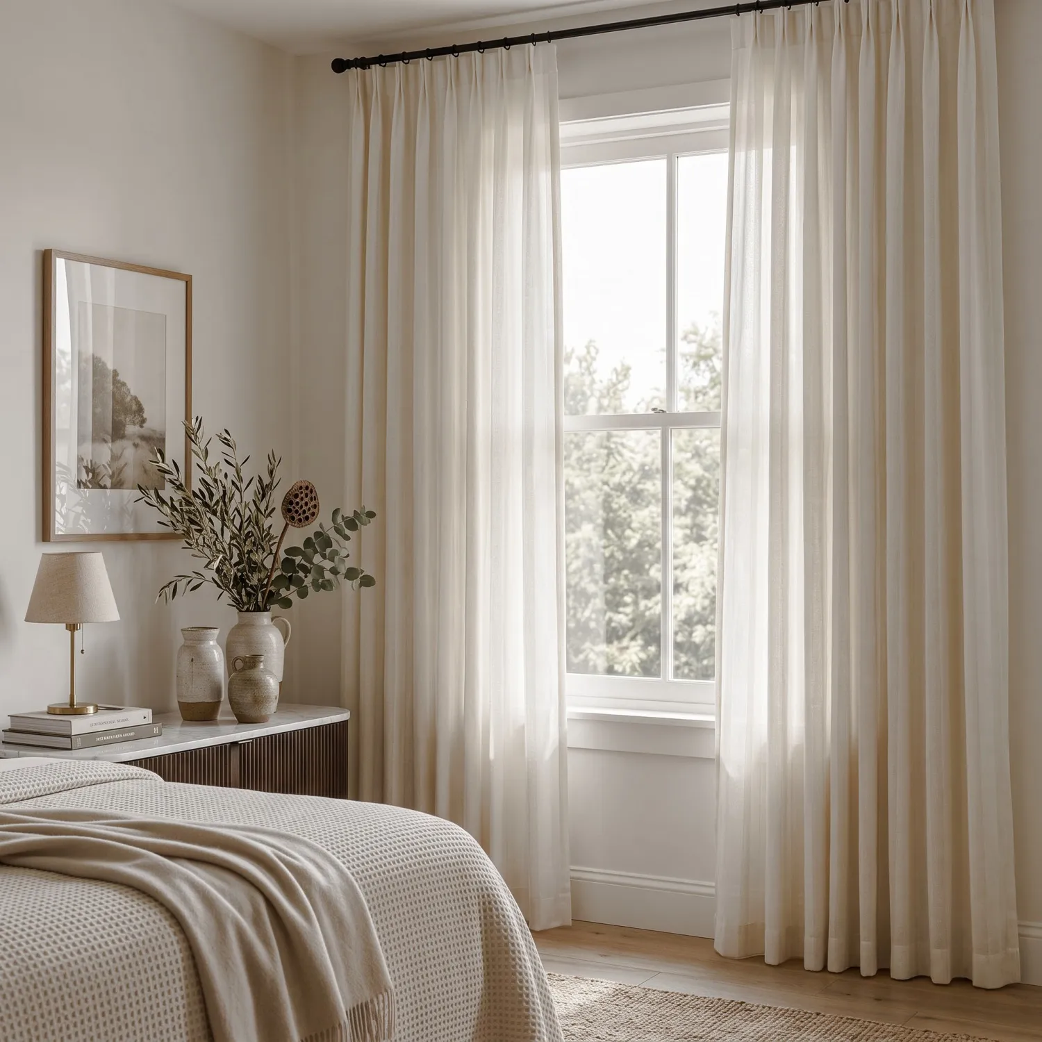 Gardiner 2-Pack - Bomullsgardin Selena (cream)