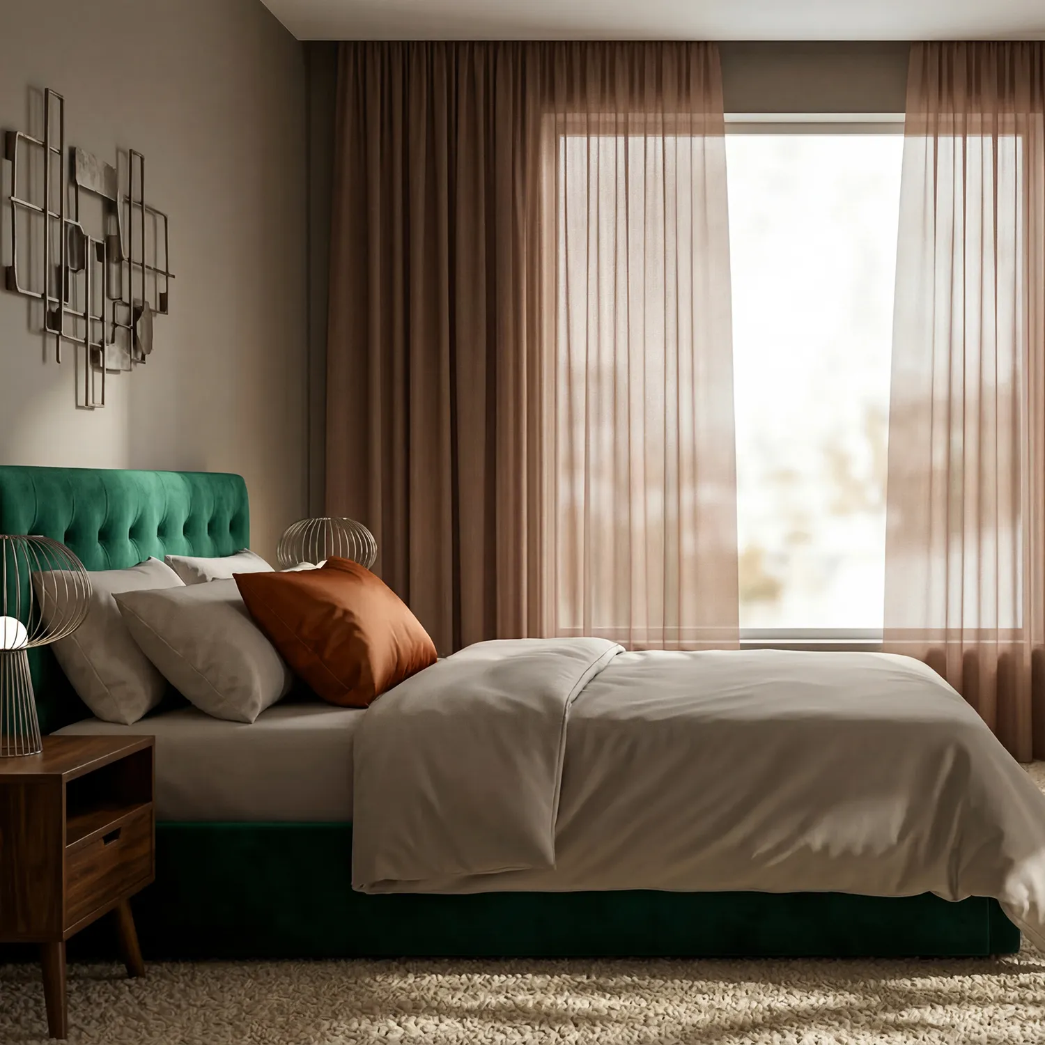 Gardiner 2-Pack - Bomullsgardin Selena (mörkbrun)