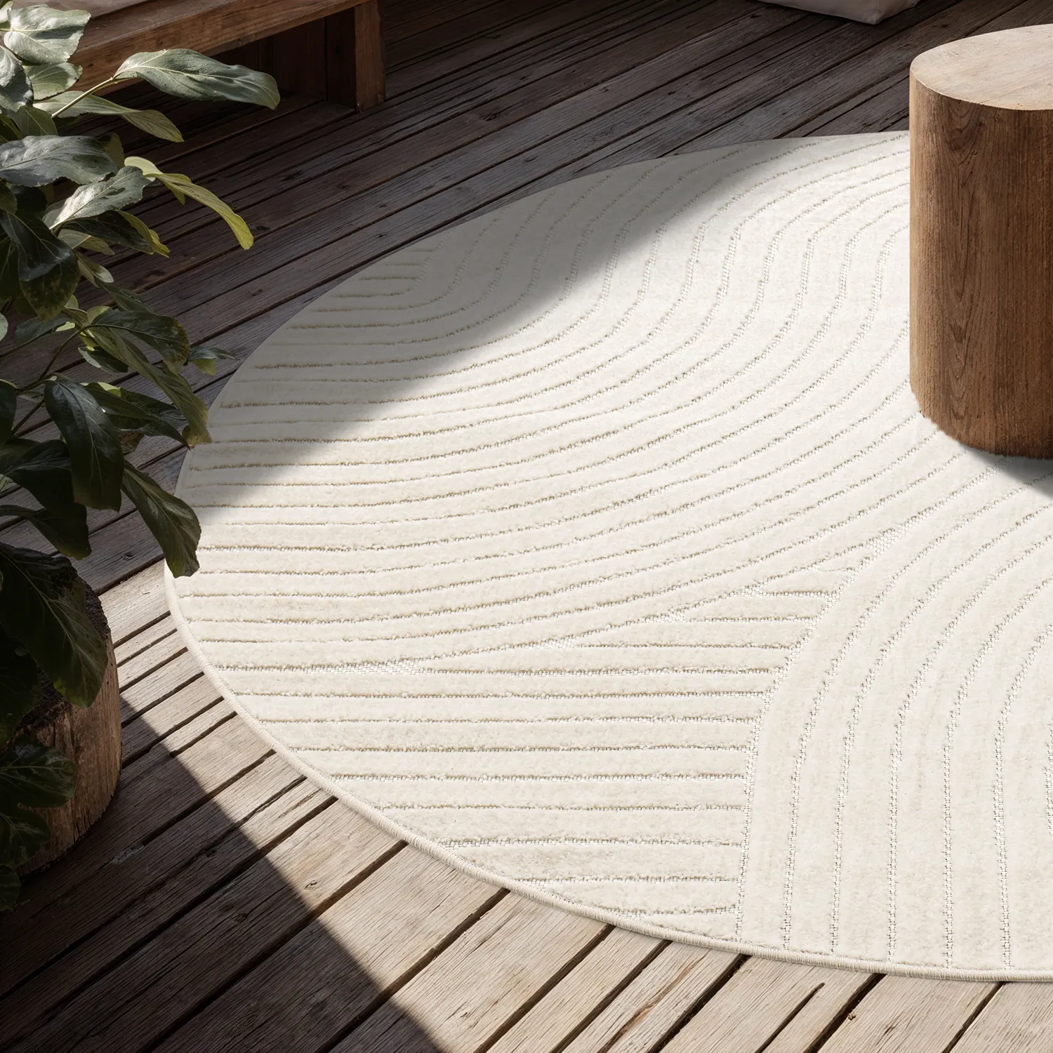 Kruhový koberec - Devon (krémový)