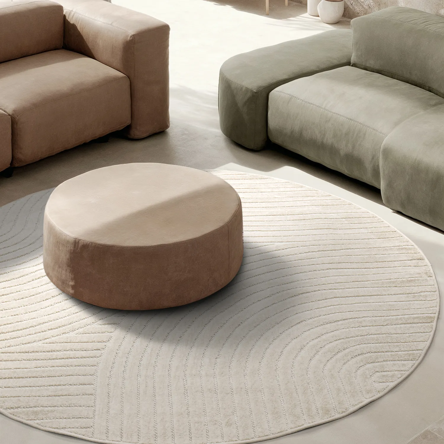 Kruhový koberec - Devon (krémový)