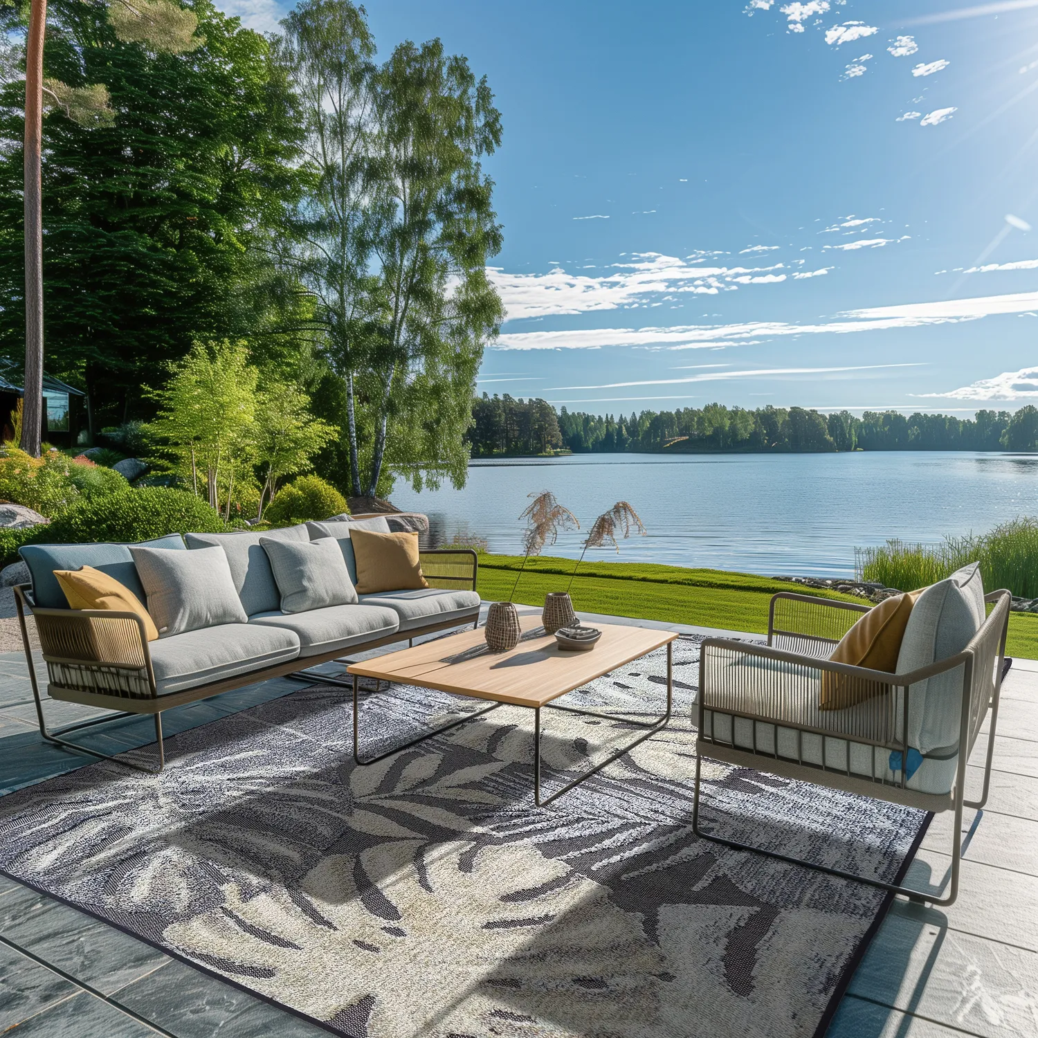 Koberec na vnútorné a vonkajšie použitie - Maui (čierny/multi)