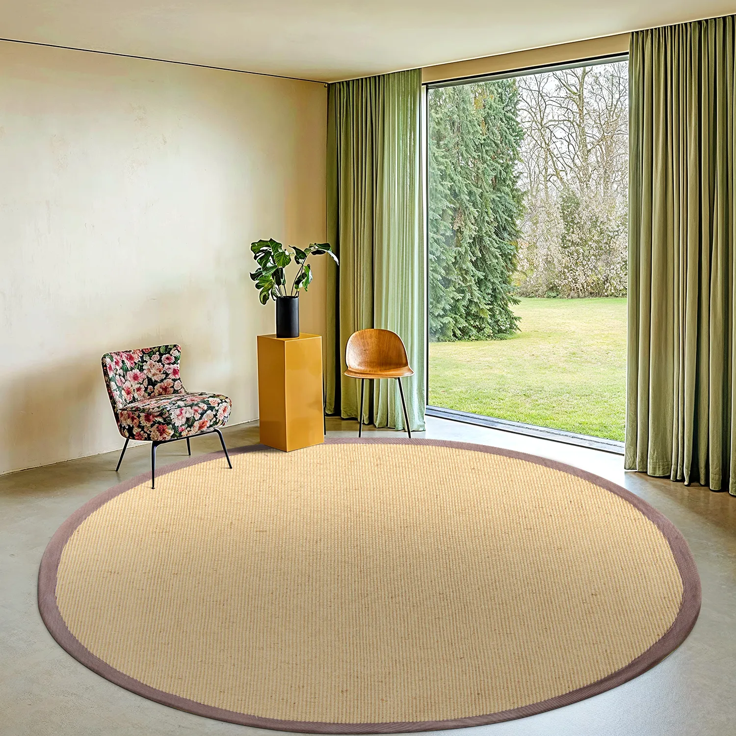 Kruhový koberec (sisal) - Agave (prírodná/hnedá)