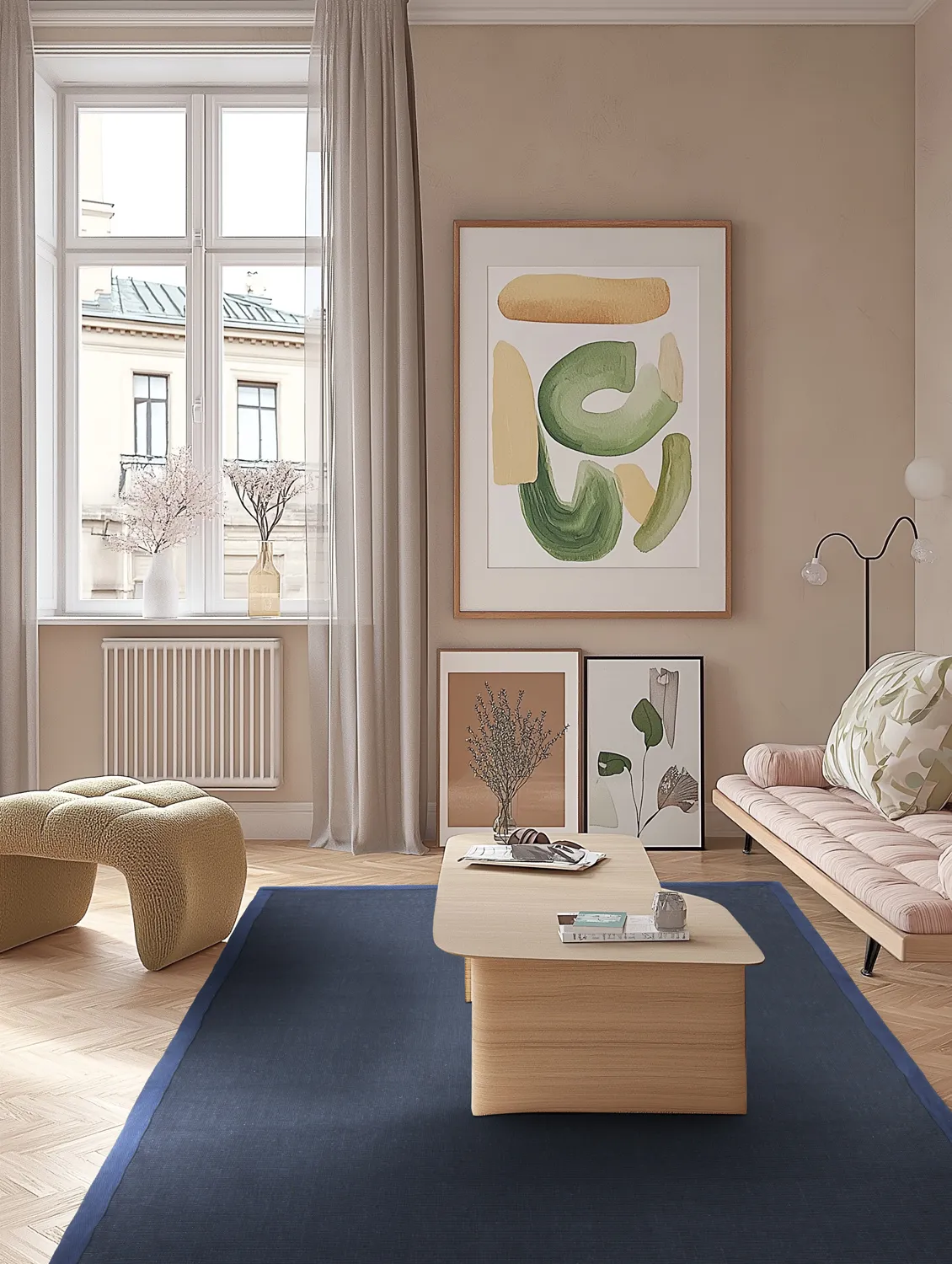 Sisalový koberec - Agave (tmavomodrá)