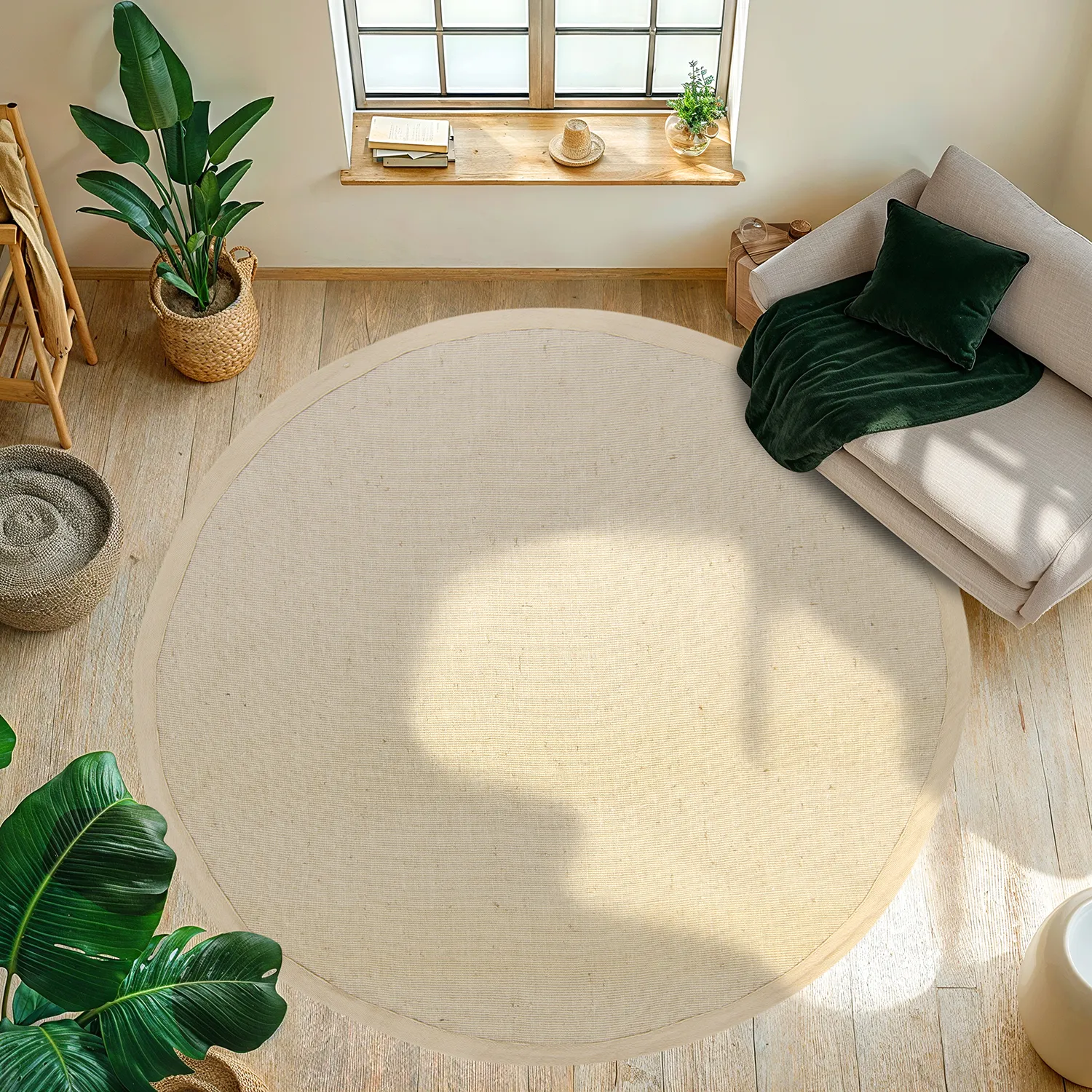 Kruhový koberec (sisal) - Agave (taupe)