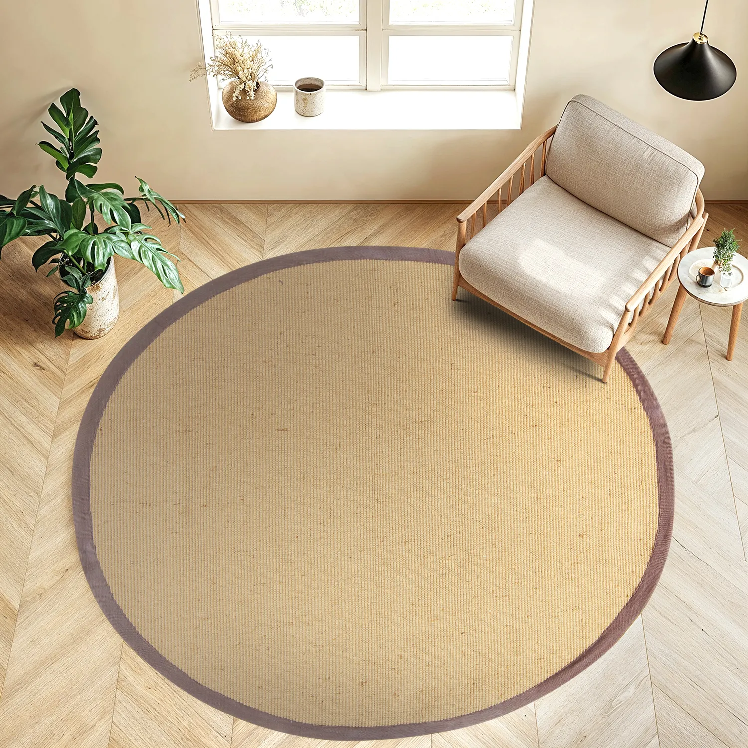 Kruhový koberec (sisal) - Agave (prírodná/hnedá)