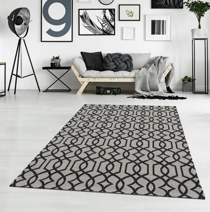 Bavlnený koberec - Orsa (svetlo šedá/čierna)