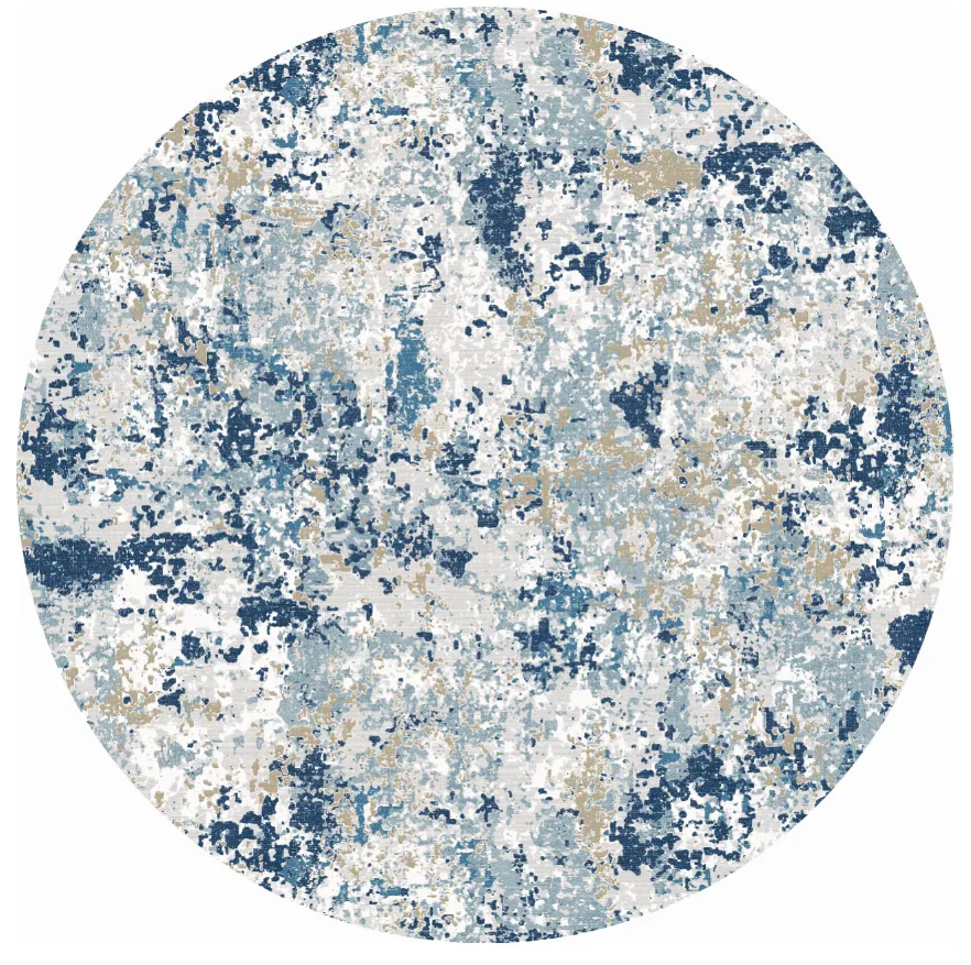 Kruhový koberec - Hiboun (modrý)